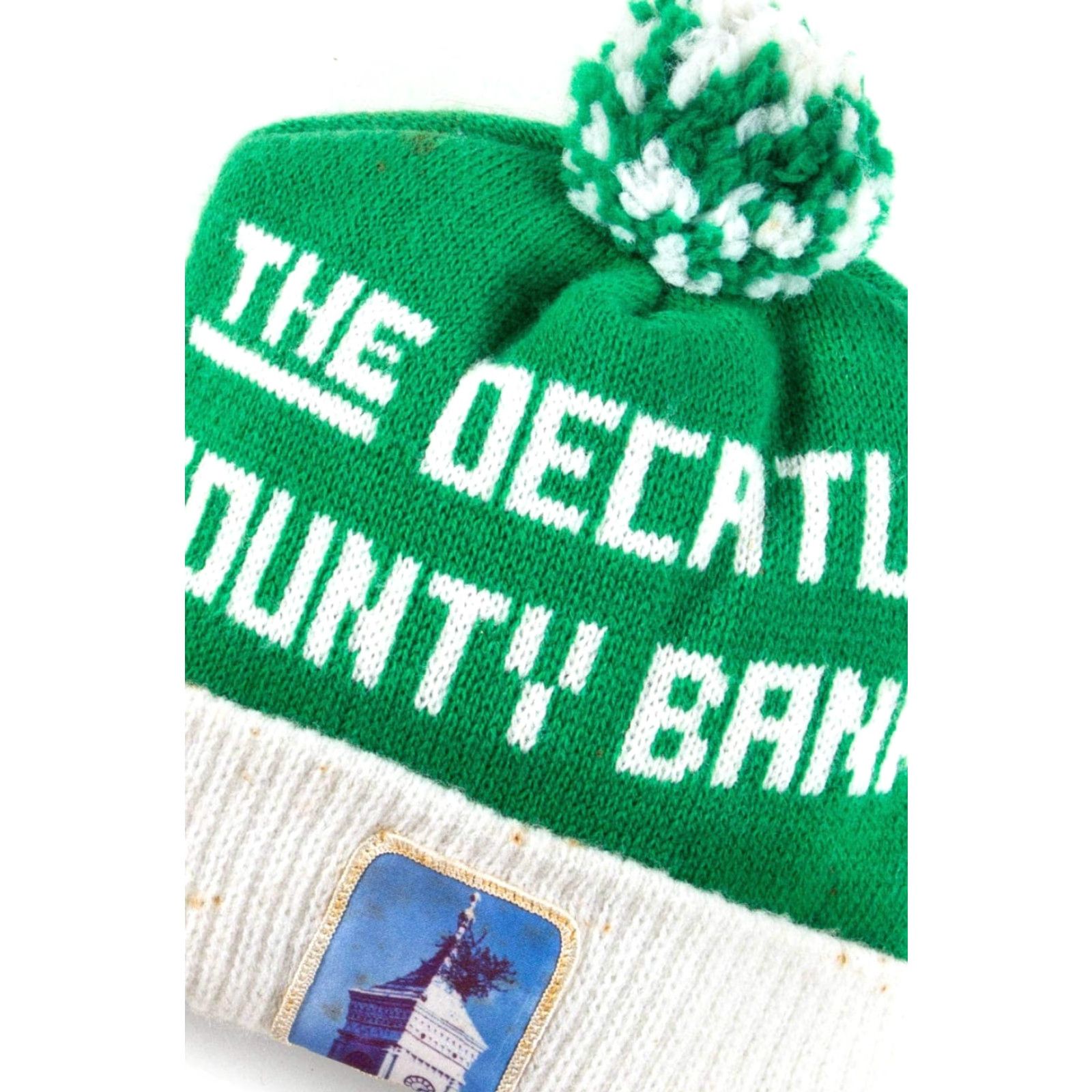 Vintage VINTAGE The Decatur County Bank Pom Pom Beanie Hat Womens/Adult Regular Size 9x8 Stain Spots Pom Pom Beanie Size ONE SIZE - 2 Thumbnail