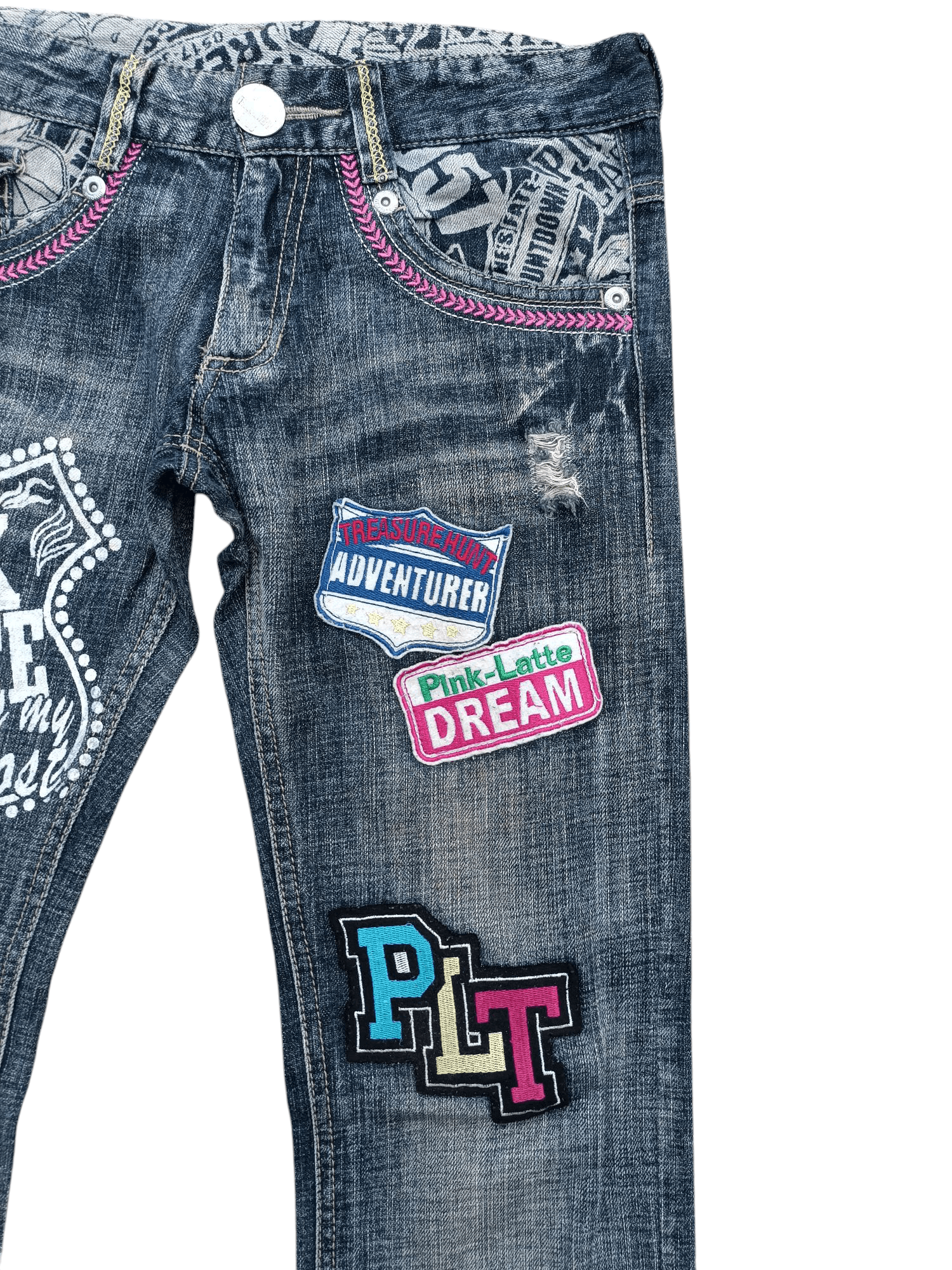 Japanese Brand × Vintage Japanese Skinny Denim Jeans PINK LATTE Patchworks E214 Size US 30 / EU 46 - 4 Thumbnail