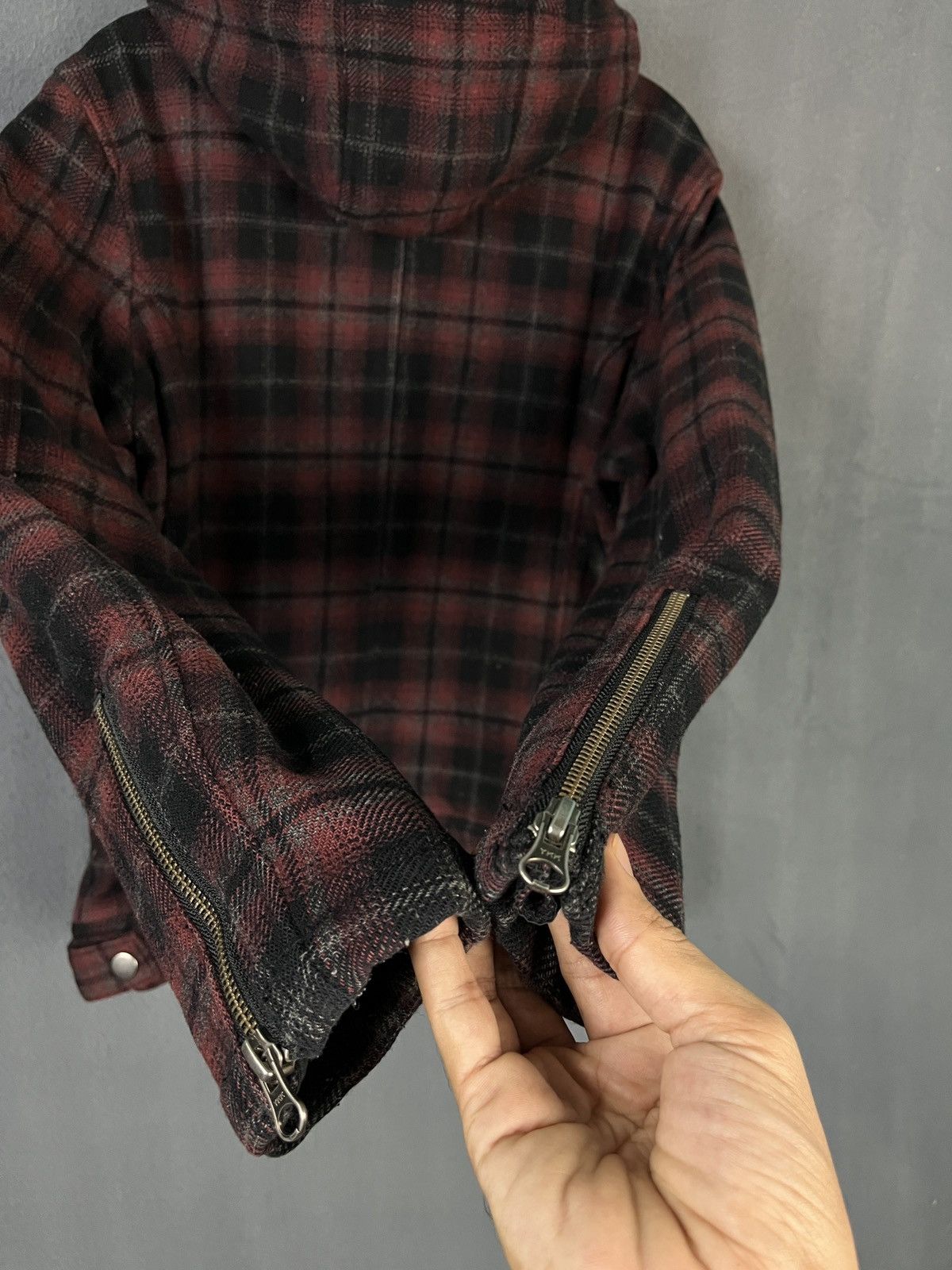 Japanese Brand × Vintage Edge Rupert Plaid Wool Jacket Removable Hoodie Size S / US 4 / IT 40 - 8 Thumbnail
