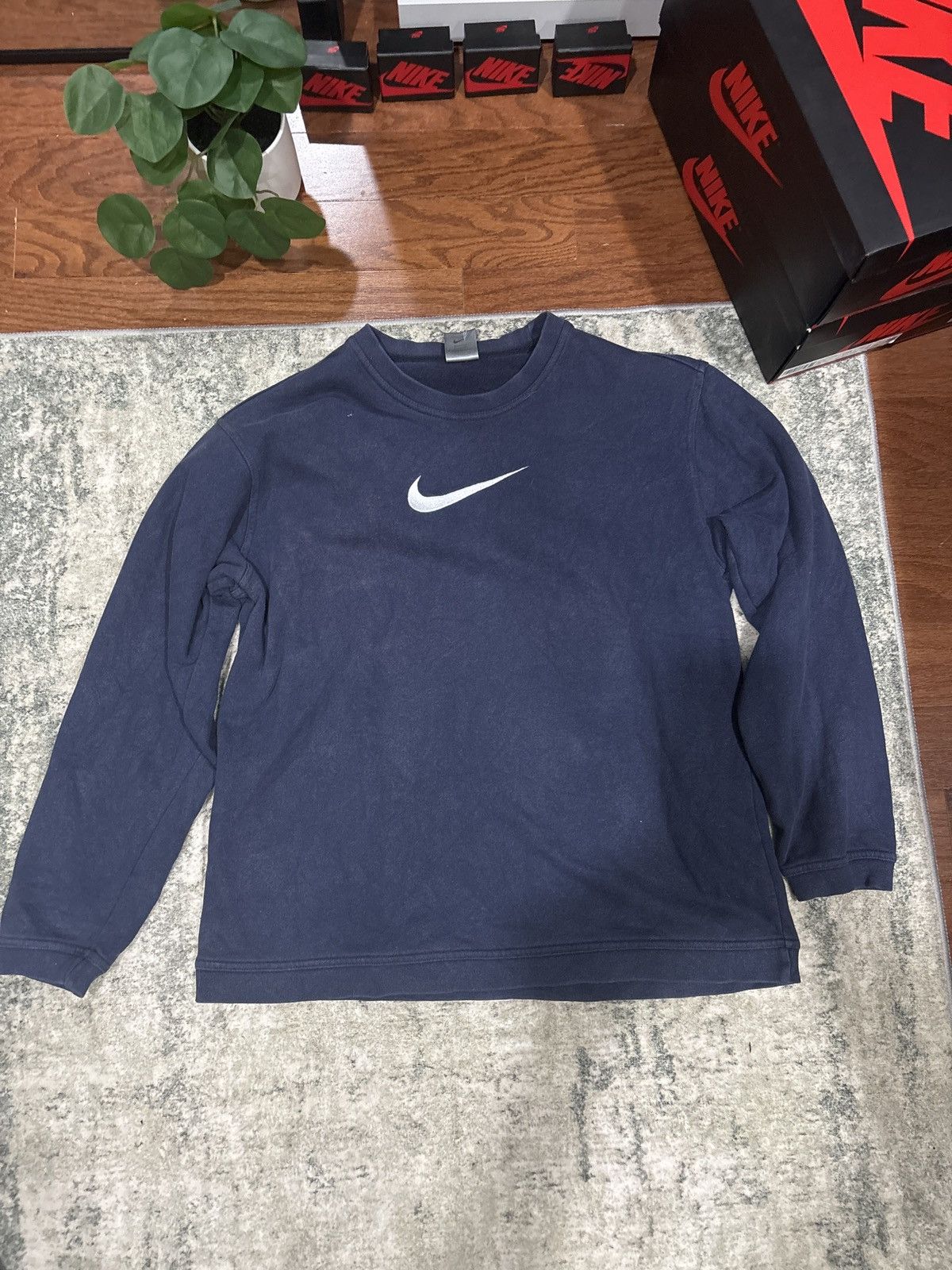Nike × Vintage Navy nike crewneck Size US M / EU 48-50 / 2 - 1 Thumbnail