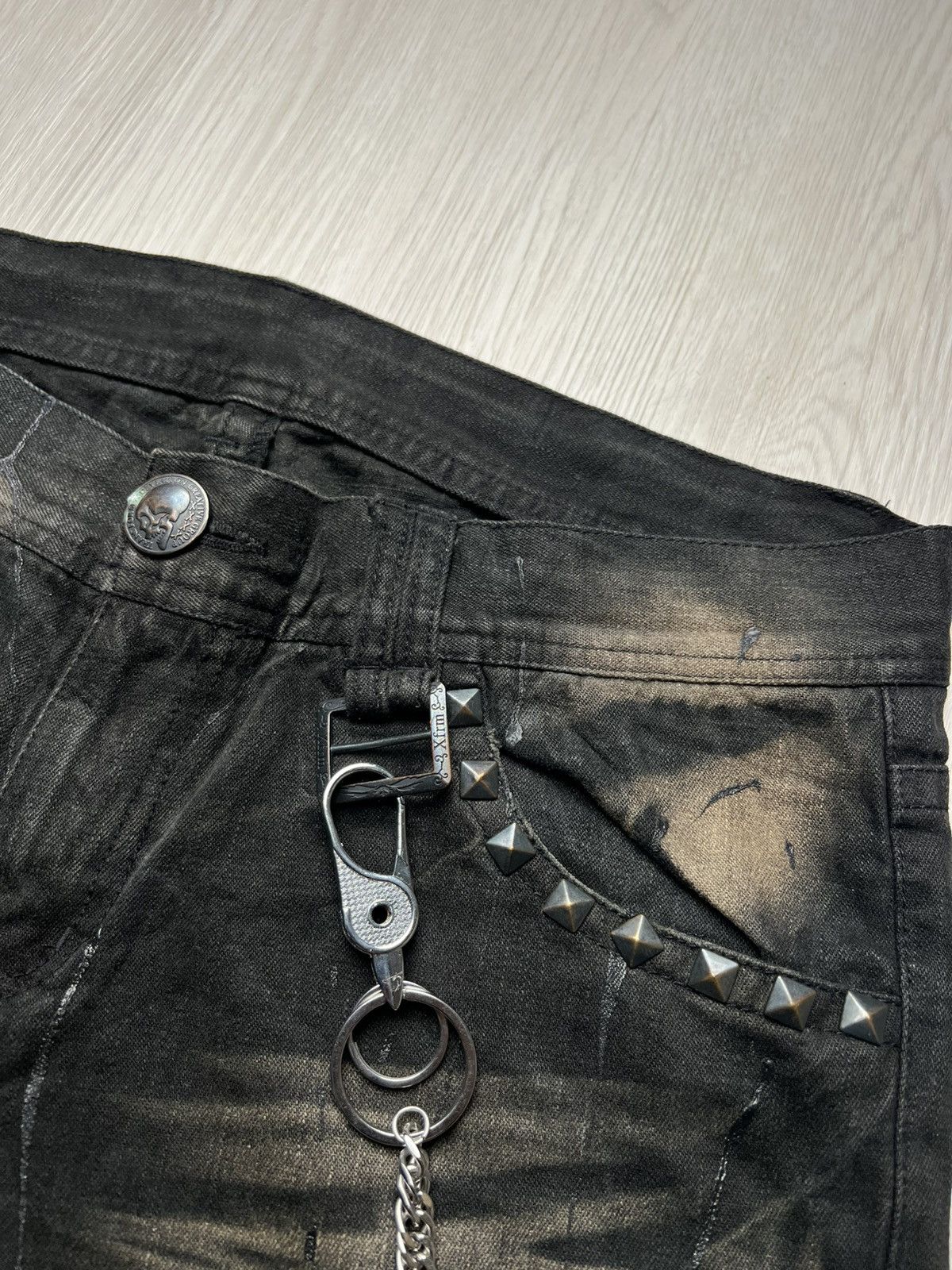 If Six Was Nine XFRM Paint Splatter Studded Mudmax Flared Jeans Size US 33 - 5 Thumbnail