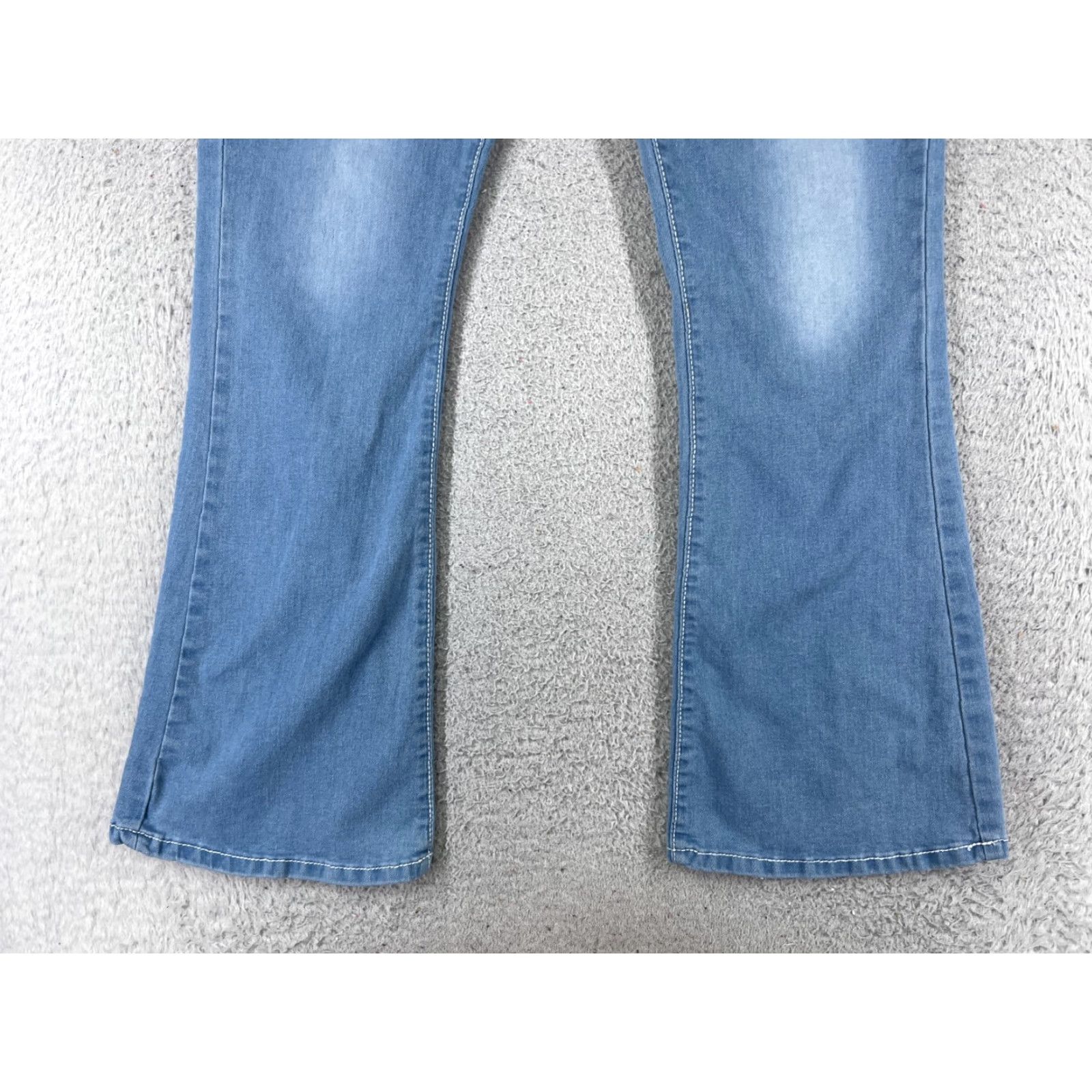 Denime Celebrity Ace Jeans Womens 30x29 Blue Denim Distressed Flared Slim Fit 5-Pocket Logo Button Zip Regular Adult Womens Clothing Size 30" / US 8 / IT 44 - 2 Thumbnail