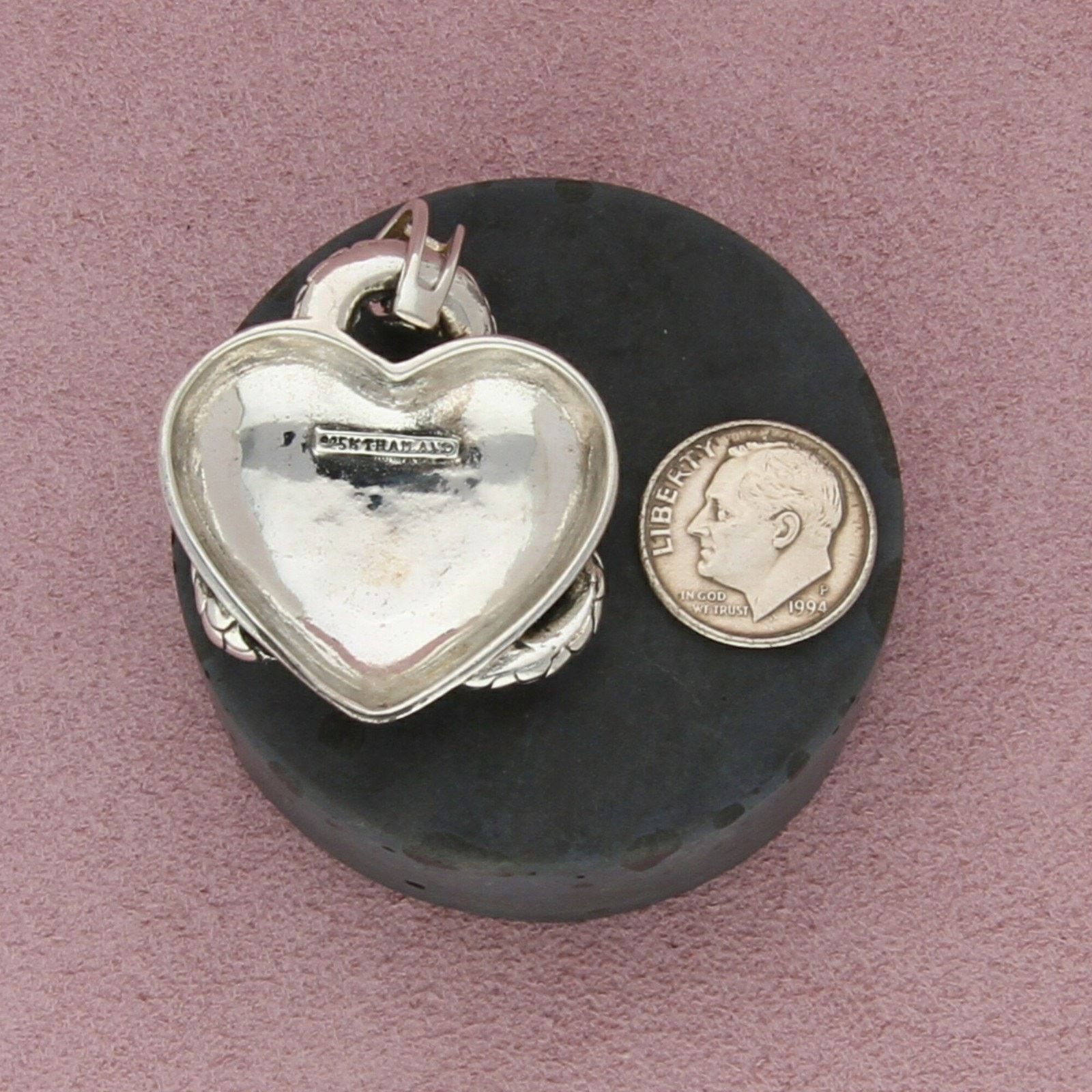Sterling Silver sterling silver black onyx snake heart pendant Size ONE SIZE - 2 Thumbnail