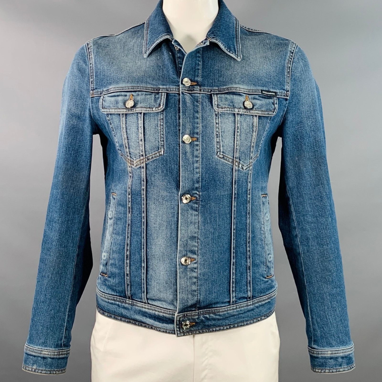Dolce & Gabbana Size L Blue Cotton Blend Denim Trucker Jacket Size US L / EU 52-54 / 3 - 1 Thumbnail