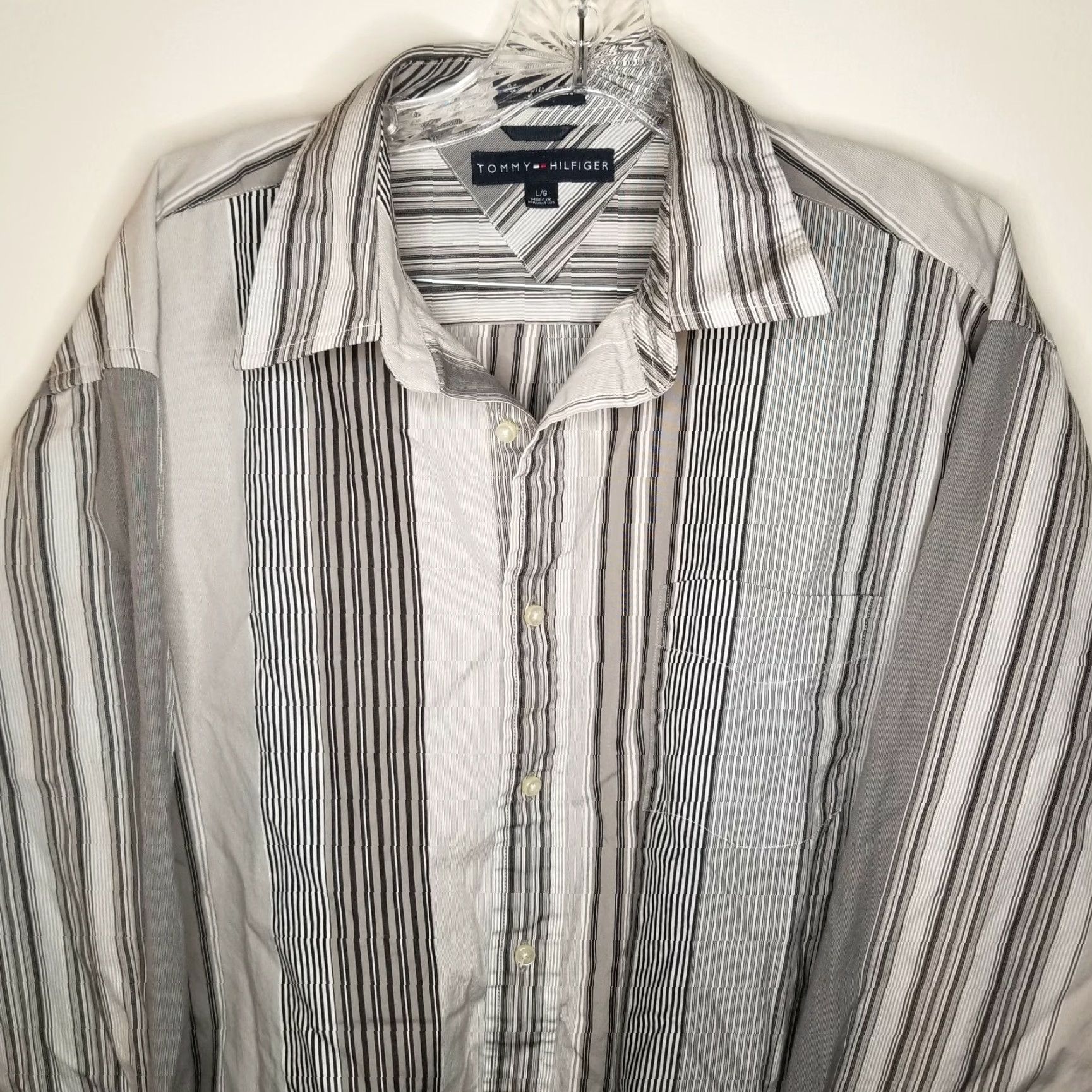 Tommy Hilfiger Tommy Hilfiger Mens Button-Up Shirt Long Sleeve Gray Striped L Size US L / EU 52-54 / 3 - 2 Thumbnail