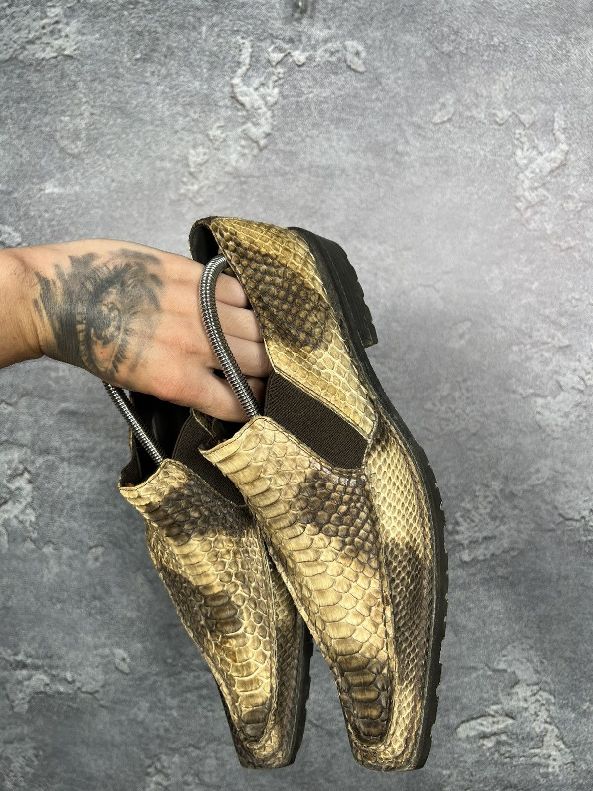 Leather × Vintage Vintage Handcrafted Genuine Python Leather Shoes Size US 9 / EU 42 - 17 Thumbnail