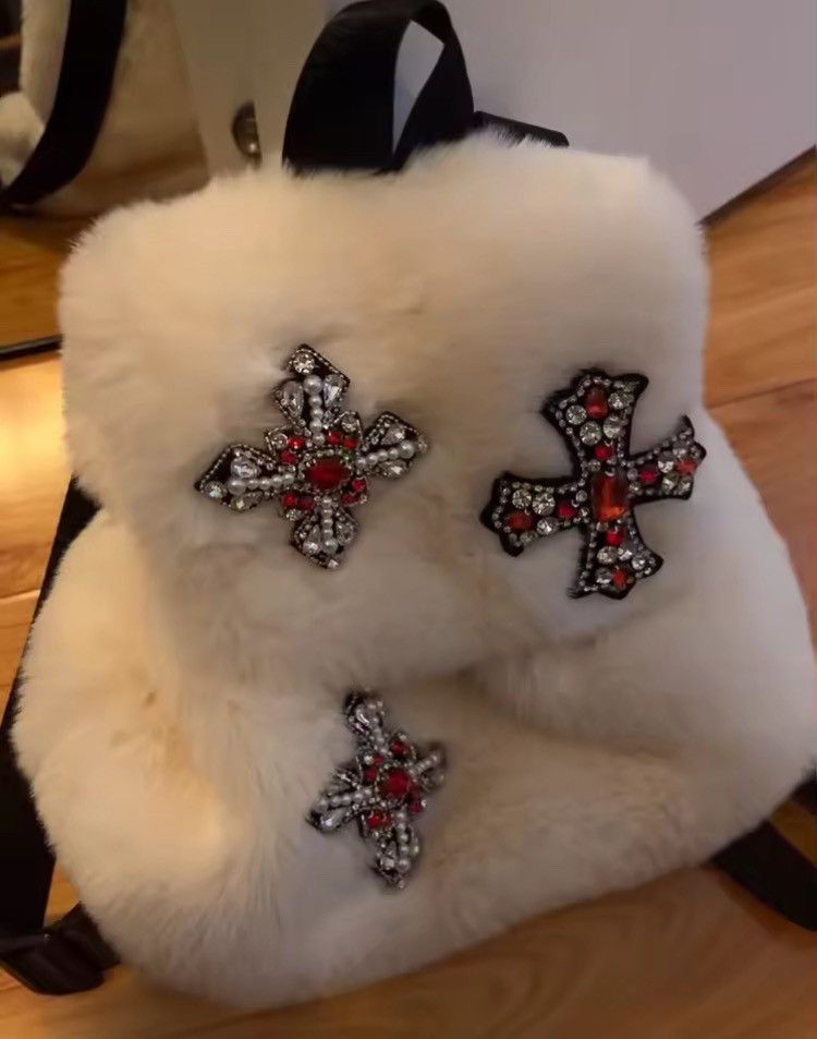 Other Y2K Hand-Made Plush Faux Fur Cross Backpack Unisex Size ONE SIZE - 1 Preview