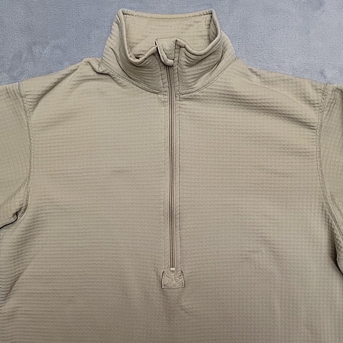 Vintage Gen III US Army Cold Weather Mid Weight Shirt Men M Long Waffle Grid Fleece Pullover Beige Mock Neck Zip Shirt Mens Men Size US M / EU 48-50 / 2 - 2 Thumbnail