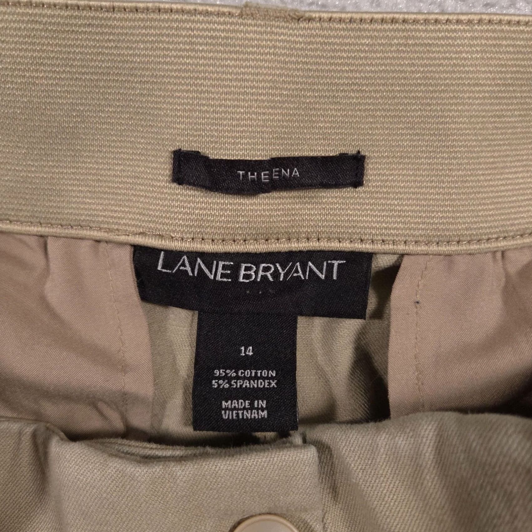 Vintage Lane Bryant Pants Womens 14 Khaki Beige Cropped Stretch Workwear Casual Theena Size 36" / US 14 / IT 50 - 5 Thumbnail