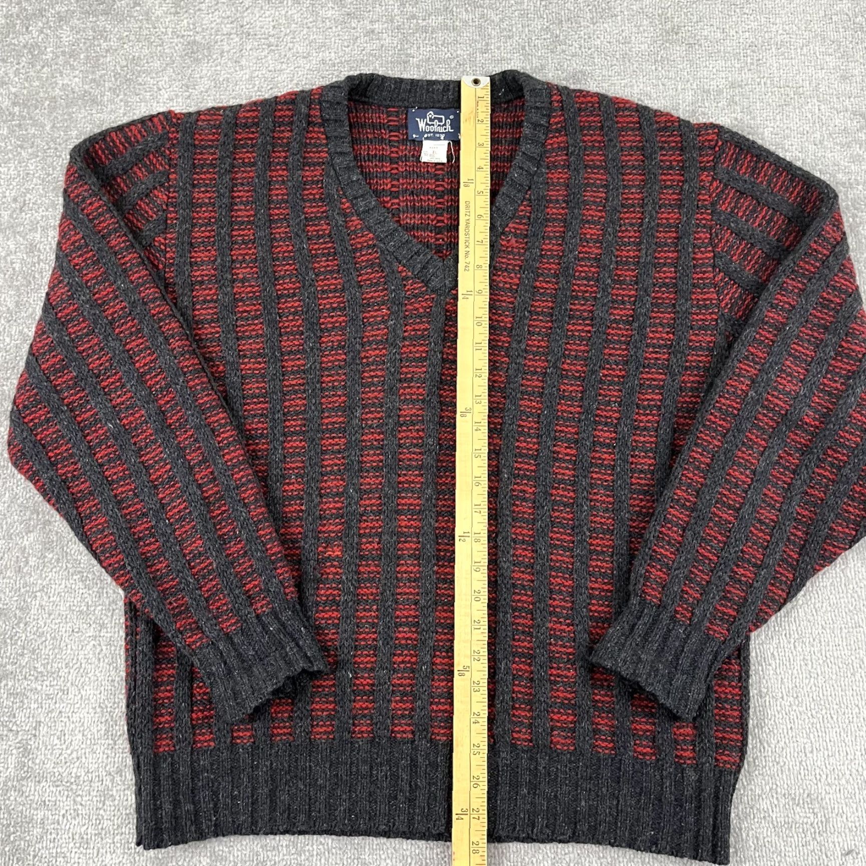 Vintage VINTAGE Woolrich Sweater Mens XL Red Gray Knit Wool Blend Jumper V-Neck USA 90s Size US XL / EU 56 / 4 - 3 Thumbnail