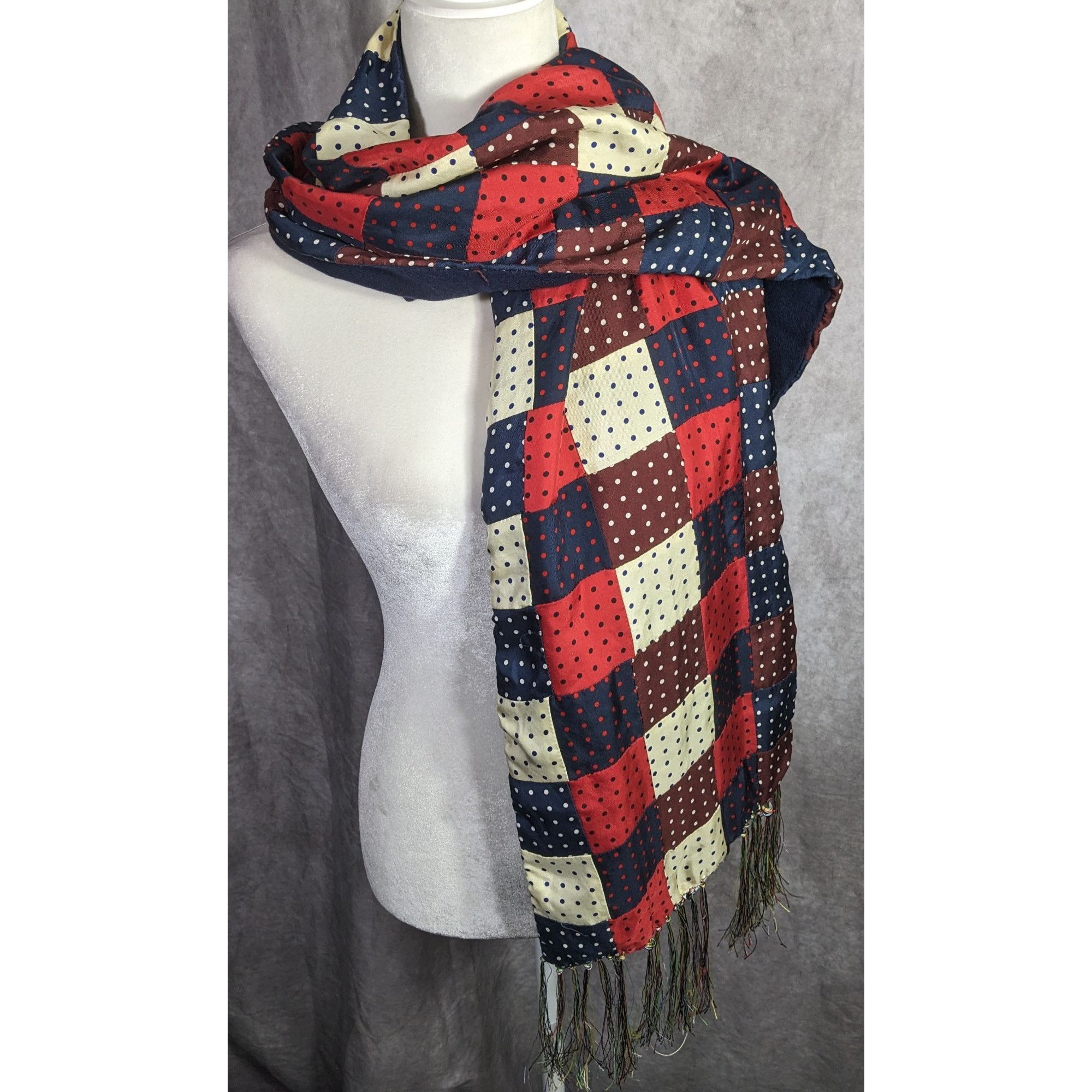 J. Press J.Press Silk Patchwork Scarf Made In USA Multicolor Polka Do Size ONE SIZE - 10 Thumbnail
