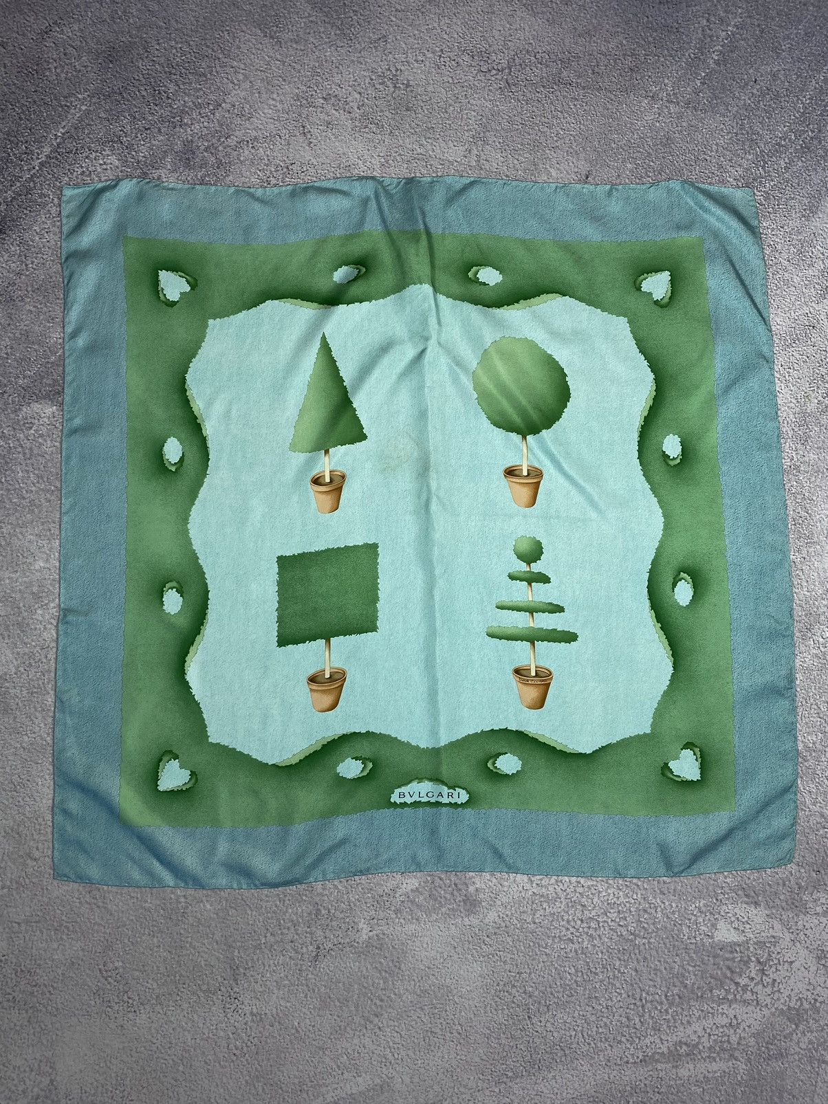 Bvlgari × Vintage Vintage BVLGARI Davide Pizzigoni Vases And Plants Silk Scarf Size ONE SIZE - 1 Thumbnail