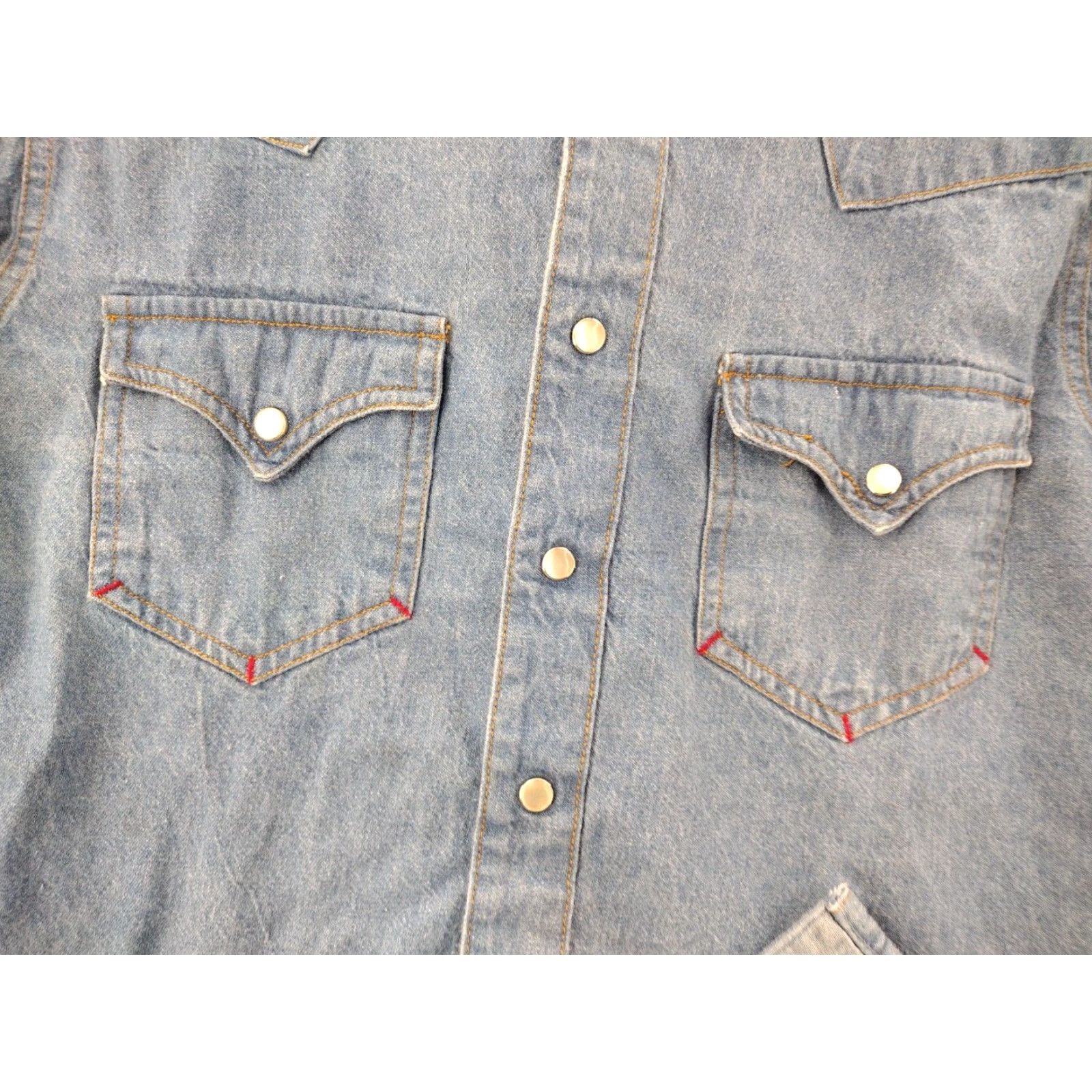 Denime Vintage F.U. Denim Shirt Men’s Medium Western Snap Long Sleeve 90s Blue Size US M / EU 48-50 / 2 - 3 Thumbnail