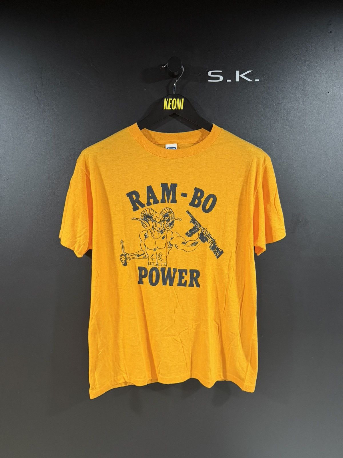 Vintage 1980s Vintage Ram Single Stitch Rare Cult Grunge Gun Tee XL Size US XL / EU 56 / 4 - 1 Thumbnail