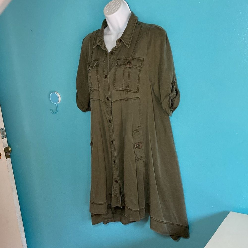 Anthropologie Anthropologie "Visit Mariona" Holding Horses Green Tencel Dr Size L / US 10 / IT 46 - 7 Thumbnail