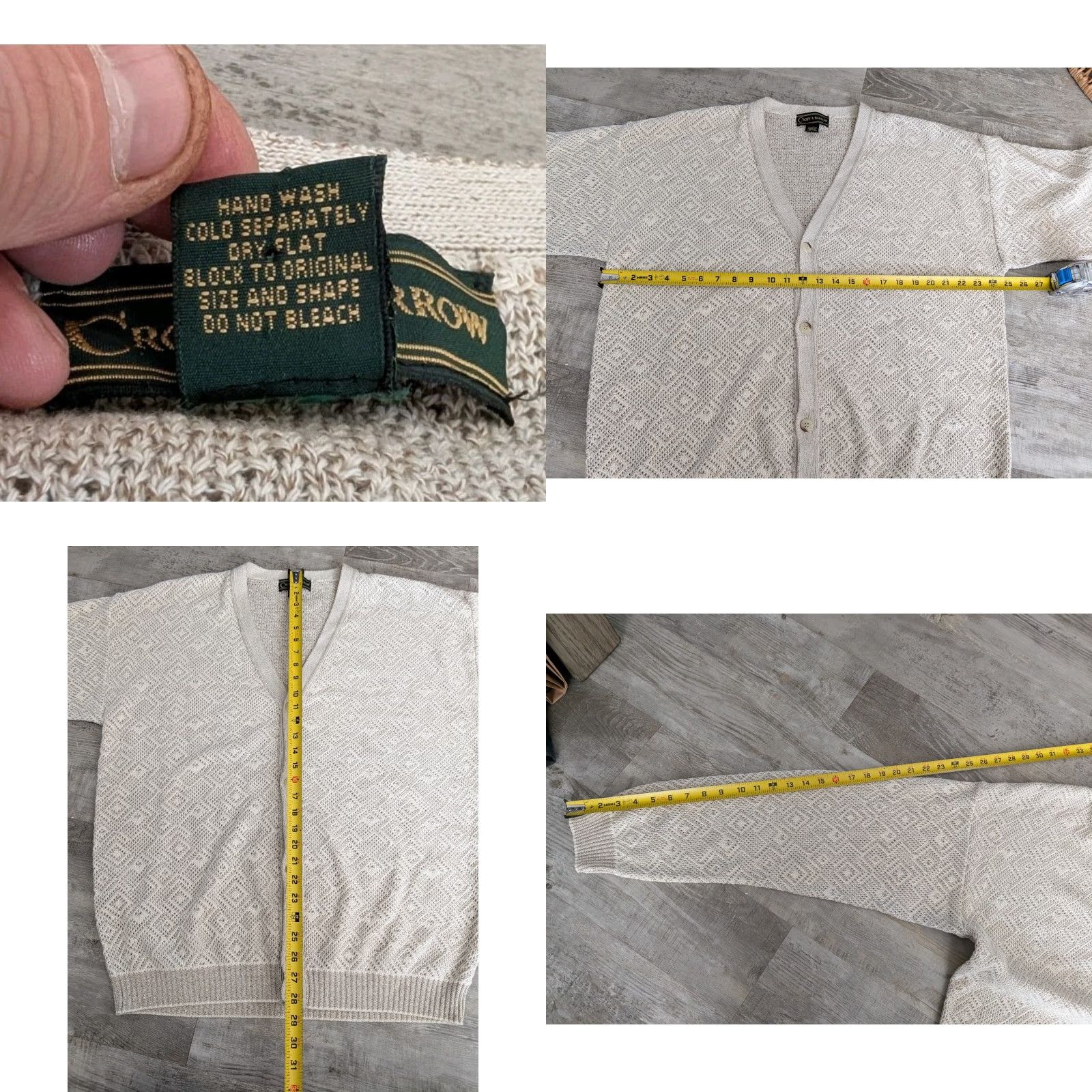 Croft & Barrow VINTAGE Croft Barrow Grandpa Sweater Mens LT Beige Cardigan Cotton Blend Italy Made Size US L / EU 52-54 / 3 - 8 Thumbnail
