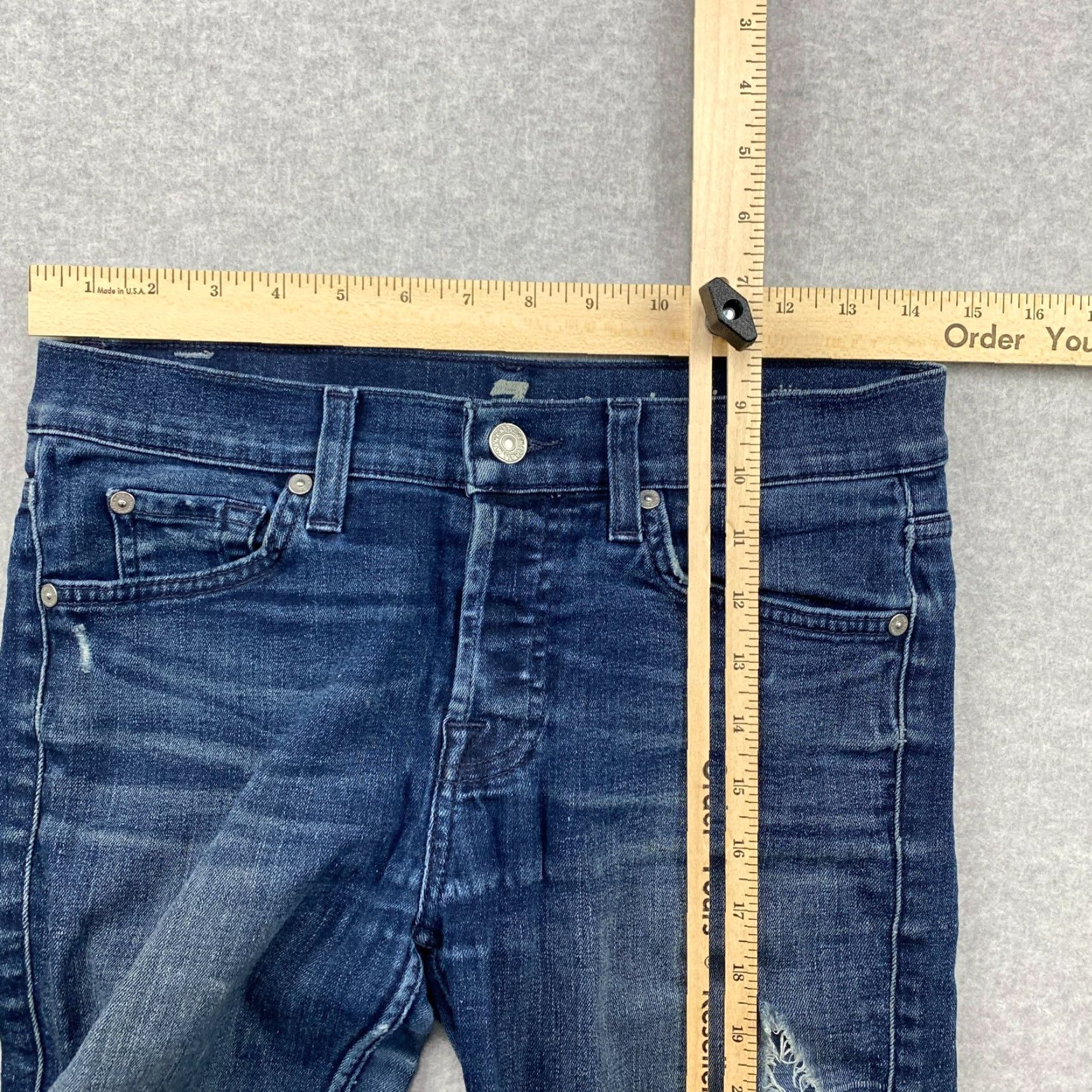 7 For All Mankind VINTAGE? (No) 7 For All Mankind Josefina Jeans Women 26 Blue Skinny Jeans 5-Pocket Distressed Button-Fly with Stretch Size 26" / US 2 / IT 38 - 7 Thumbnail