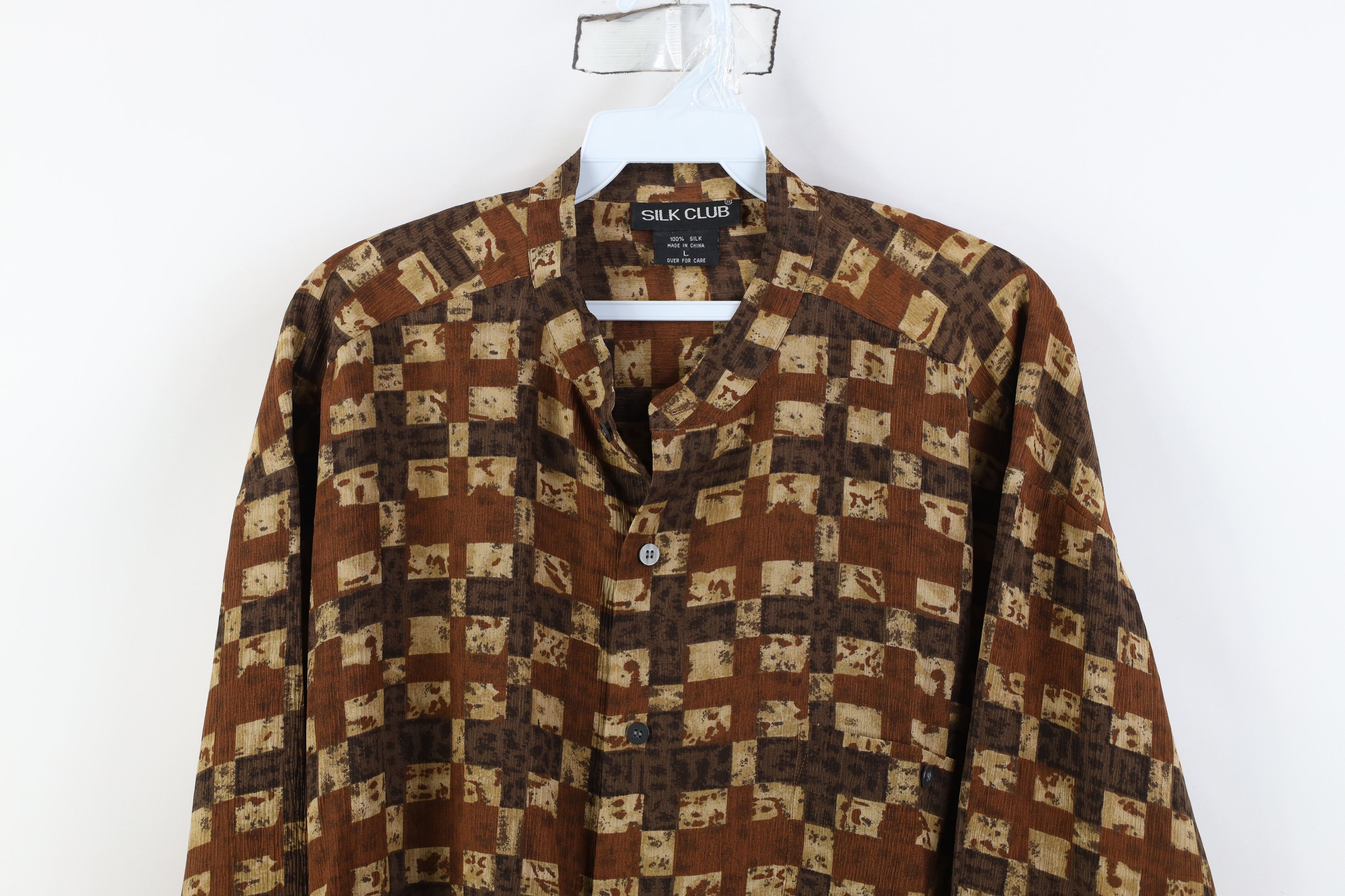 Vintage Vintage 90s Streetwear Checkered Band Collar Button Shirt Size US L / EU 52-54 / 3 - 2 Thumbnail