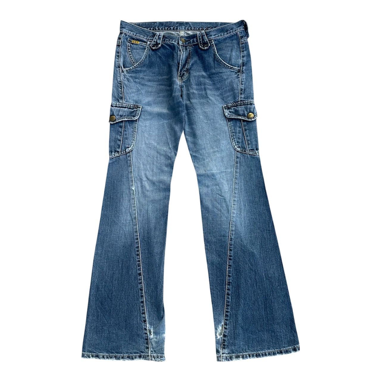 Japanese Brand Vintage Flare Lee Riders Twisted Leg Distressed Jeans W32 Size US 32 / EU 48 - 2 Thumbnail
