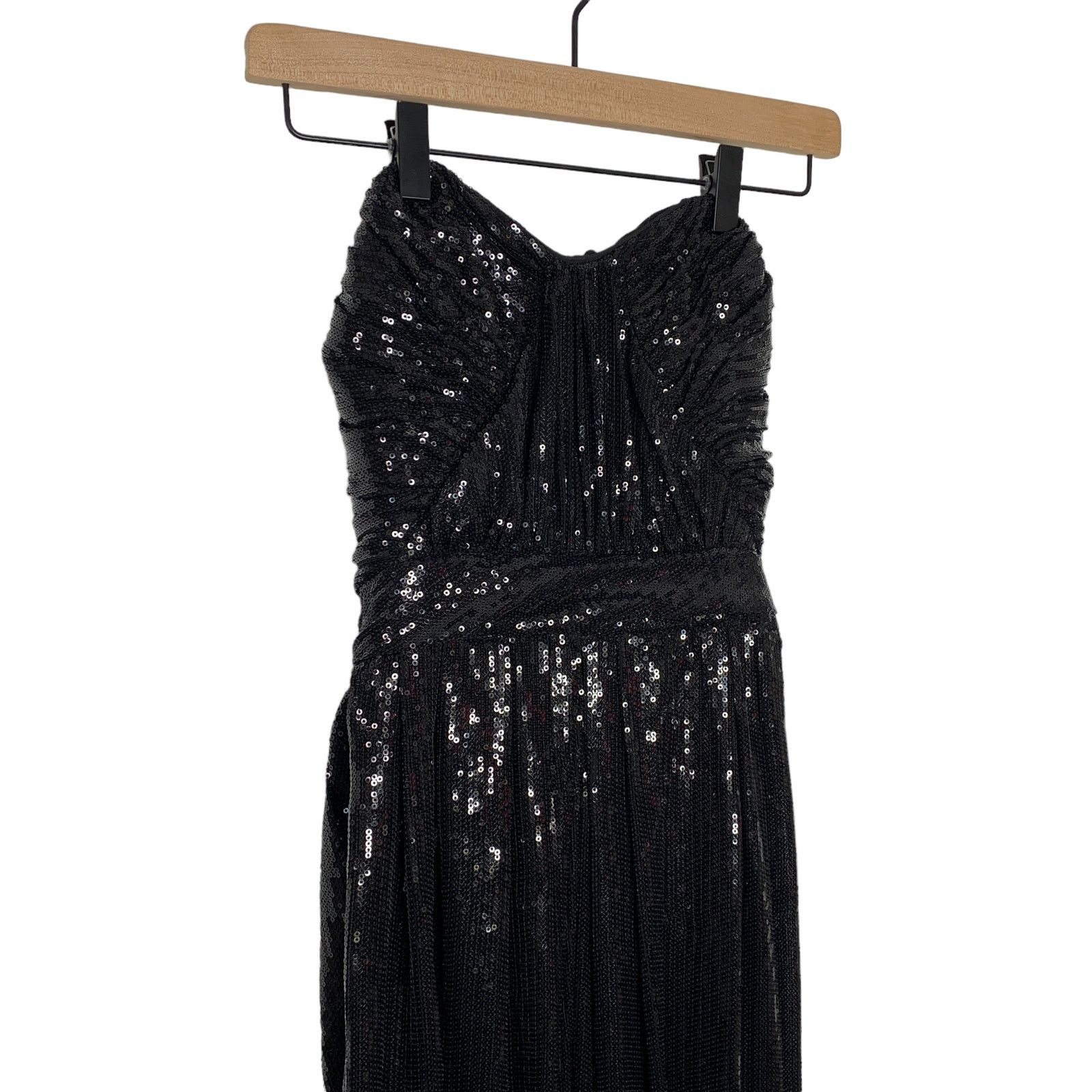Badgley Mischka Badgley Mischka Black Sequin Gown Maxi Strapless Size 2 Size XS / US 0-2 / IT 36-38 - 2 Thumbnail