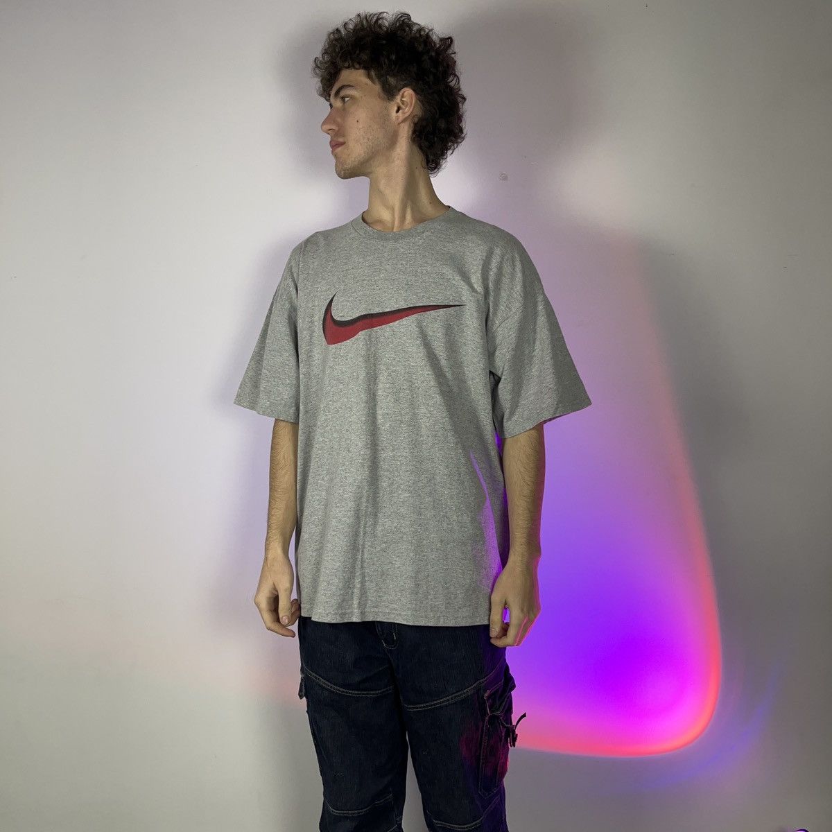 Nike × Vintage Nike Vintage 00s 🥵 Big Red centre swoosh logo t shirt tee Size US XL / EU 56 / 4 - 12 Thumbnail