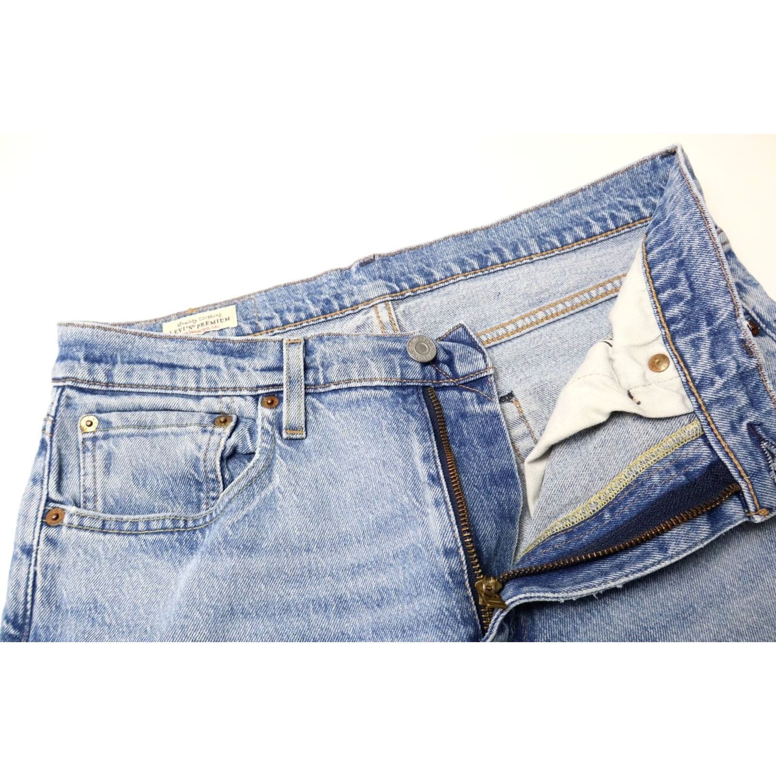 Levi's LEVI'S 512 Premium Big E Jeans Men's W31/L32 Light Blue Denim Whiskers Zip Fly Slim Jeans Mens Size US 31 - 4 Thumbnail