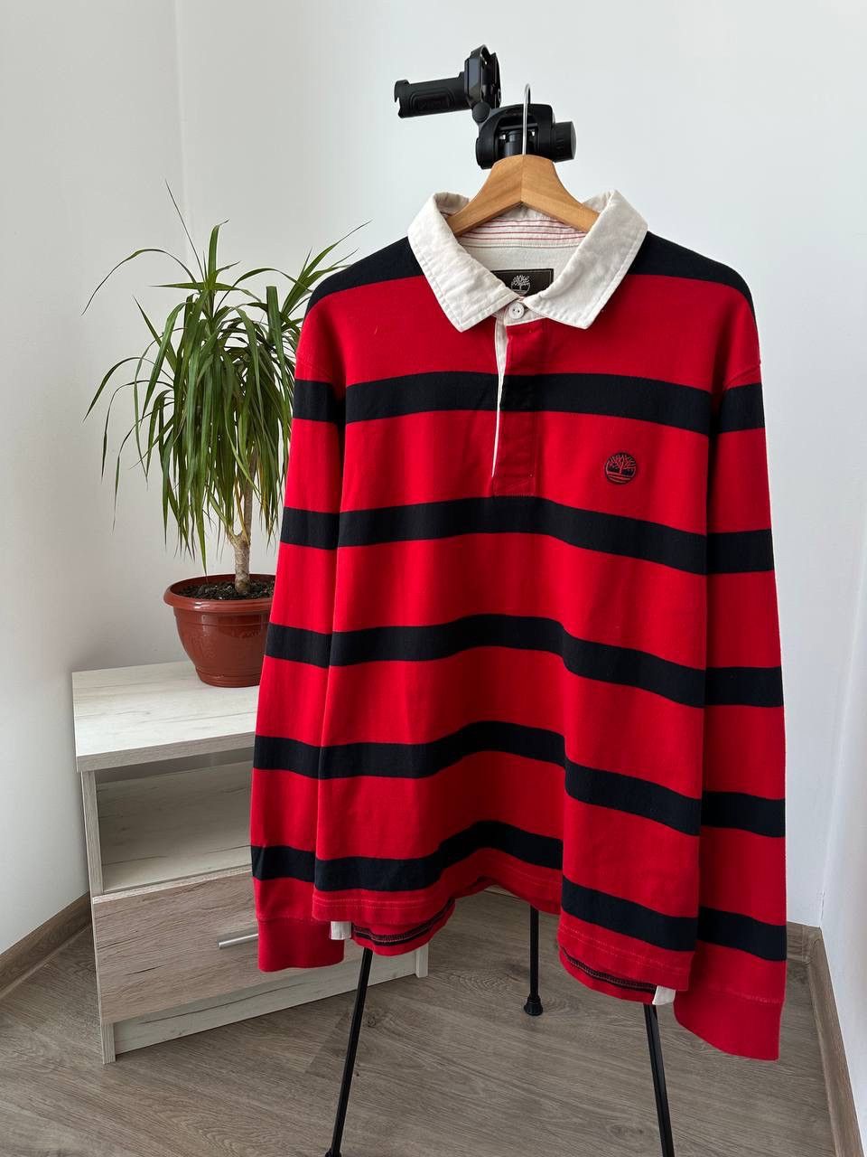 Timberland × Vintage Vintage Timberland Red Rugby Striped Sweatshirt Size US XL / EU 56 / 4 - 3 Thumbnail