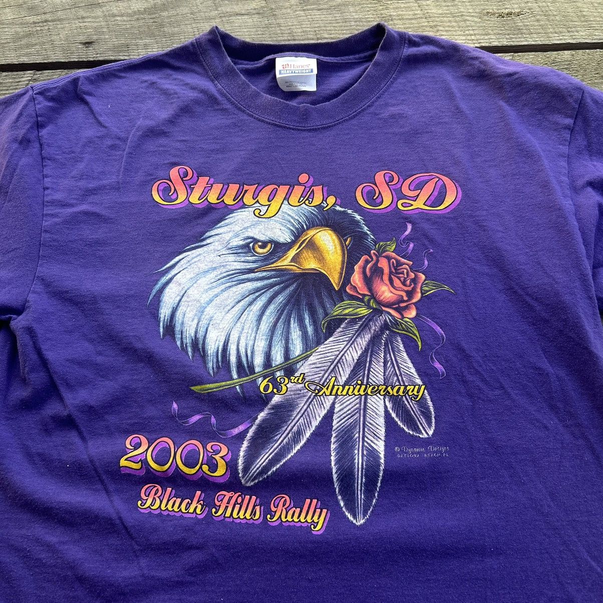 Harley Davidson × Vintage Vintage Sturgis Biker Rally Eagle Rose Graphic T Shirt Size US L / EU 52-54 / 3 - 1 Thumbnail