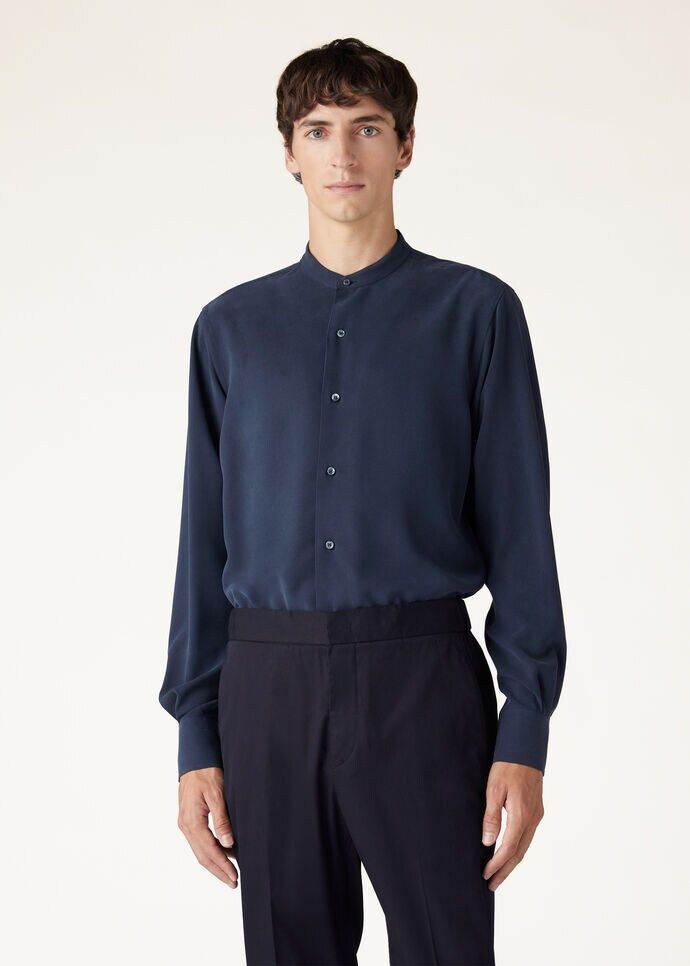 Loro Piana o1w1db10725 FAO0347 Elia Silk Shirt in Blue Size US S / EU 44-46 / 1 - 2 Thumbnail