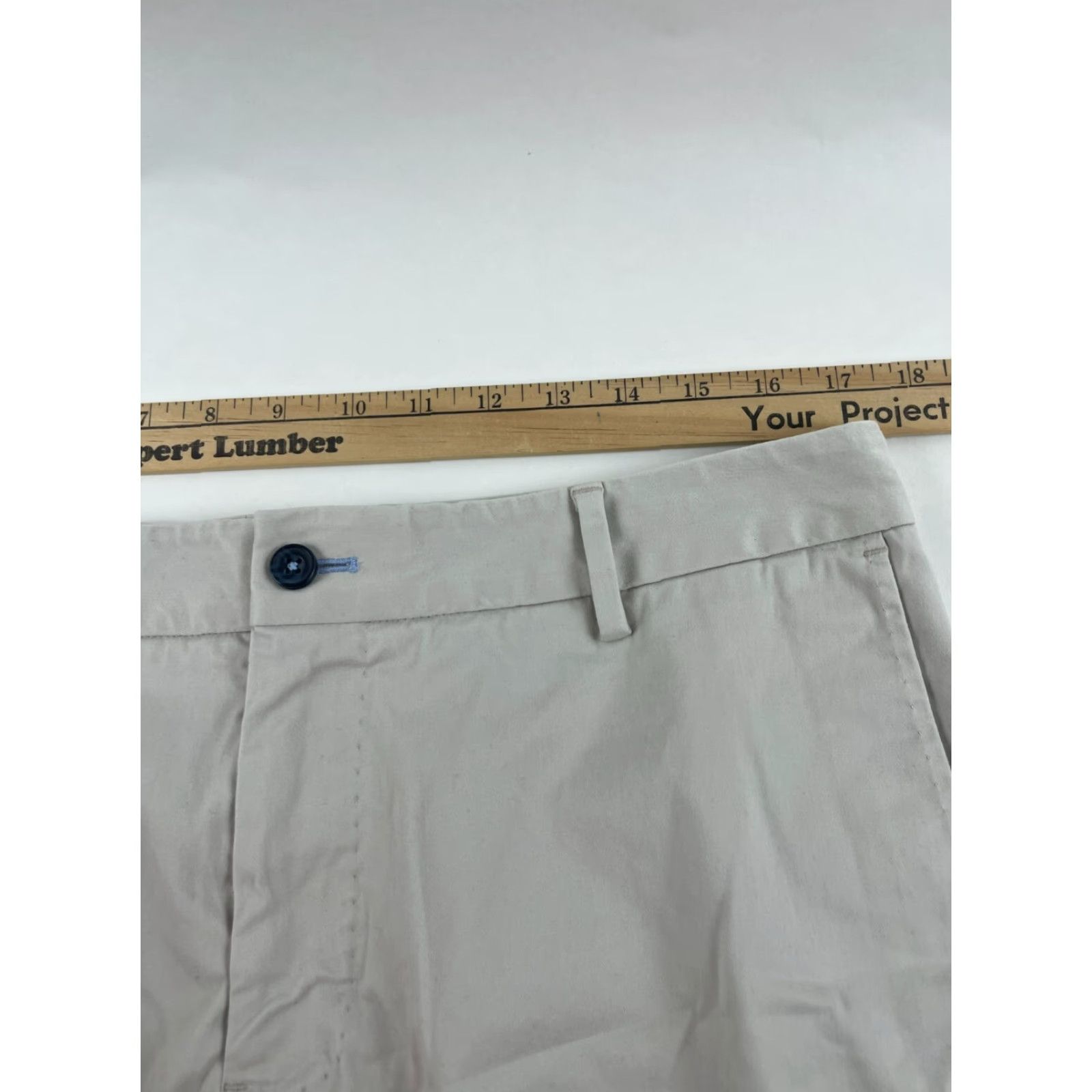 Vintage J.Hilburn Shorts Mens 35 Beige Flat Front Chino Outdoor Classic Cotton Spandex Pockets Size US 34 / EU 50 - 4 Thumbnail