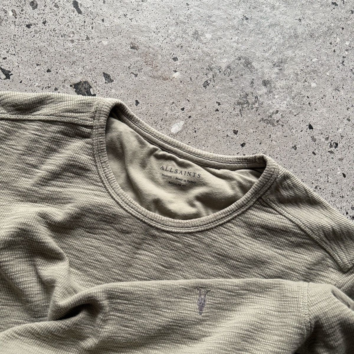 Allsaints AllSaints Mens Beige Waffle Knit Thermal Long Sleeve T-Shirt Size US M / EU 48-50 / 2 - 3 Thumbnail