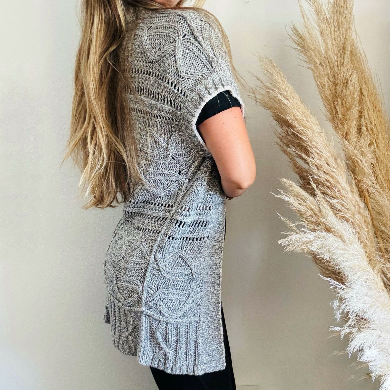 Banana Republic NEW Banana Republic Grey White Cable Knit Cardigan Sweater Size S / US 4 / IT 40 - 8 Thumbnail