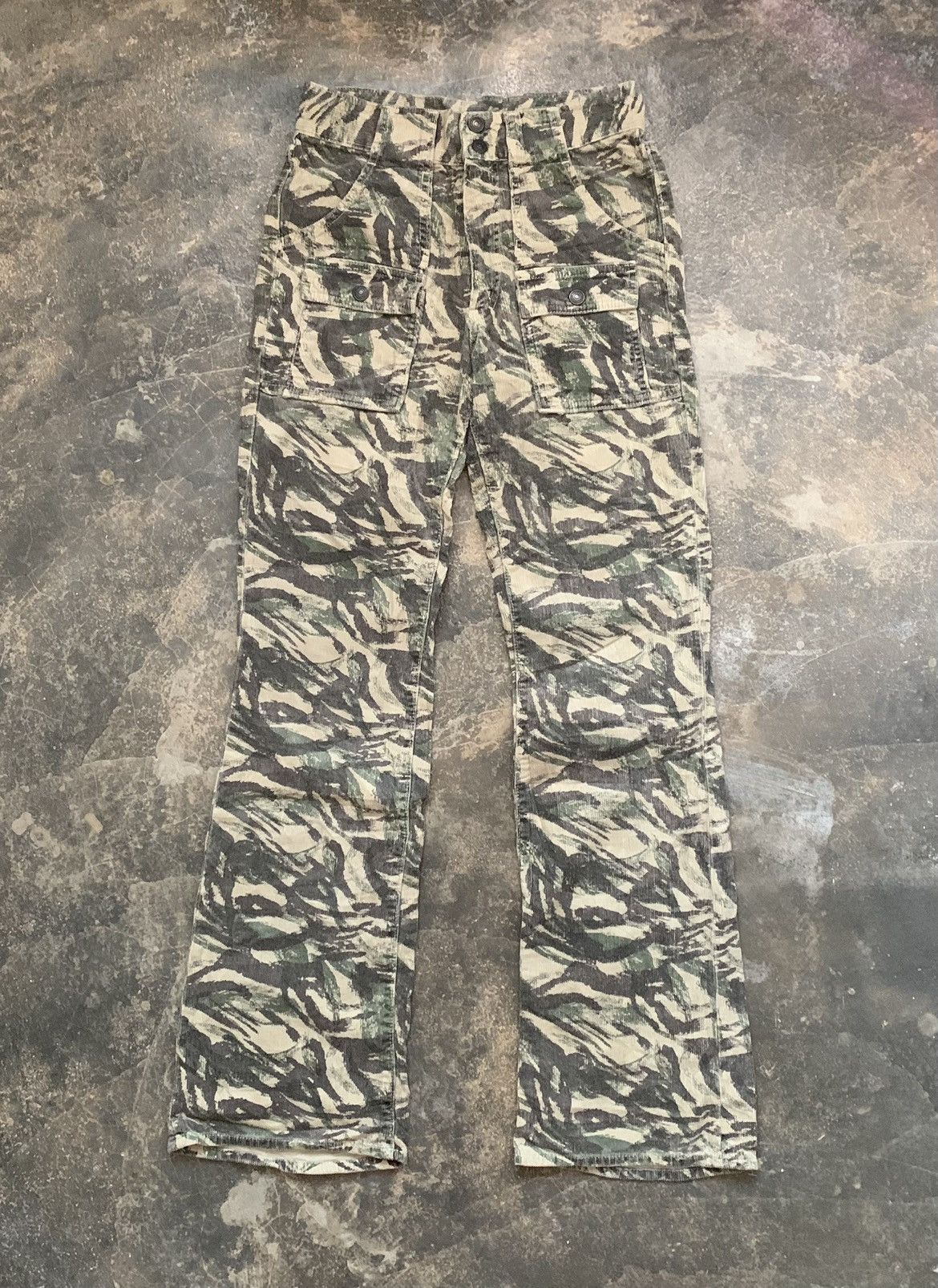 Kapital corduroy camo bush flare pants