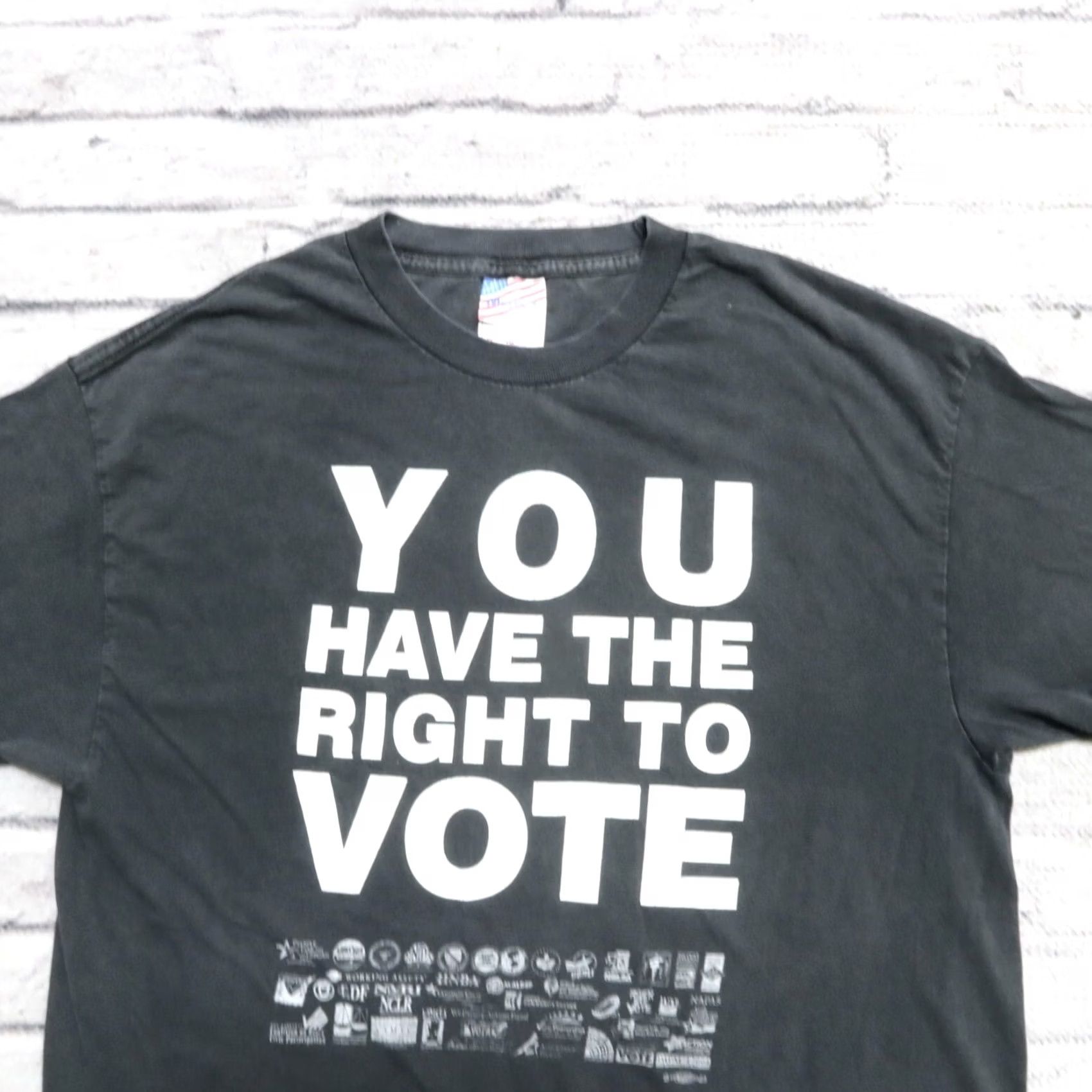 Fruit Of The Loom Vintage 90s You Have The Right To Vote Election Protection Shirt XL Black Mens T-Shirt Size US L / EU 52-54 / 3 - 4 Thumbnail