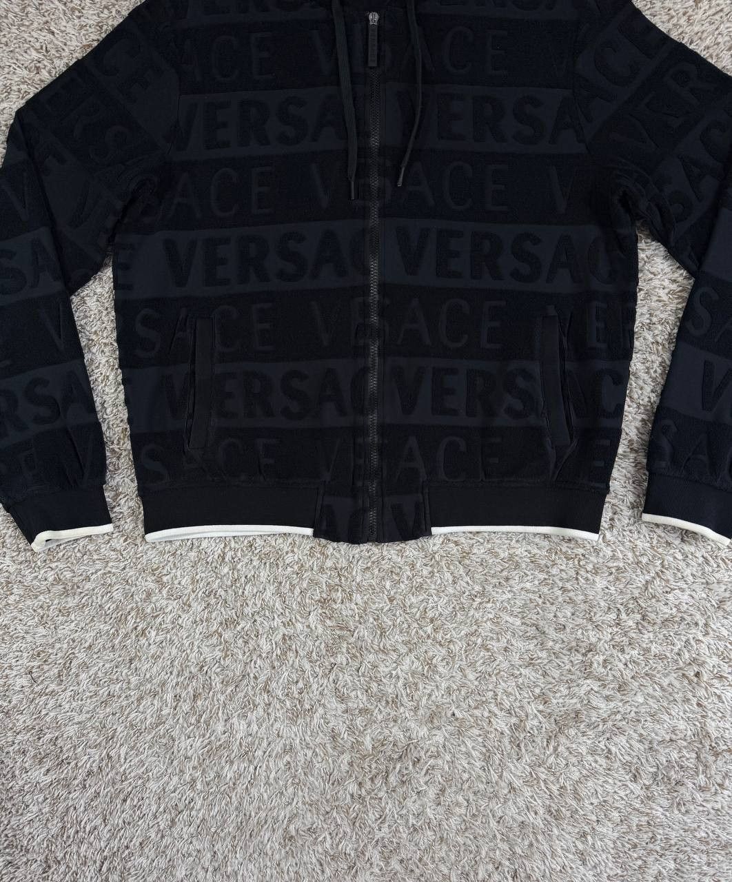 Versace Versace Velour Over Print Logo Track Jacket Men's Size 7 Size US XL / EU 56 / 4 - 2 Thumbnail