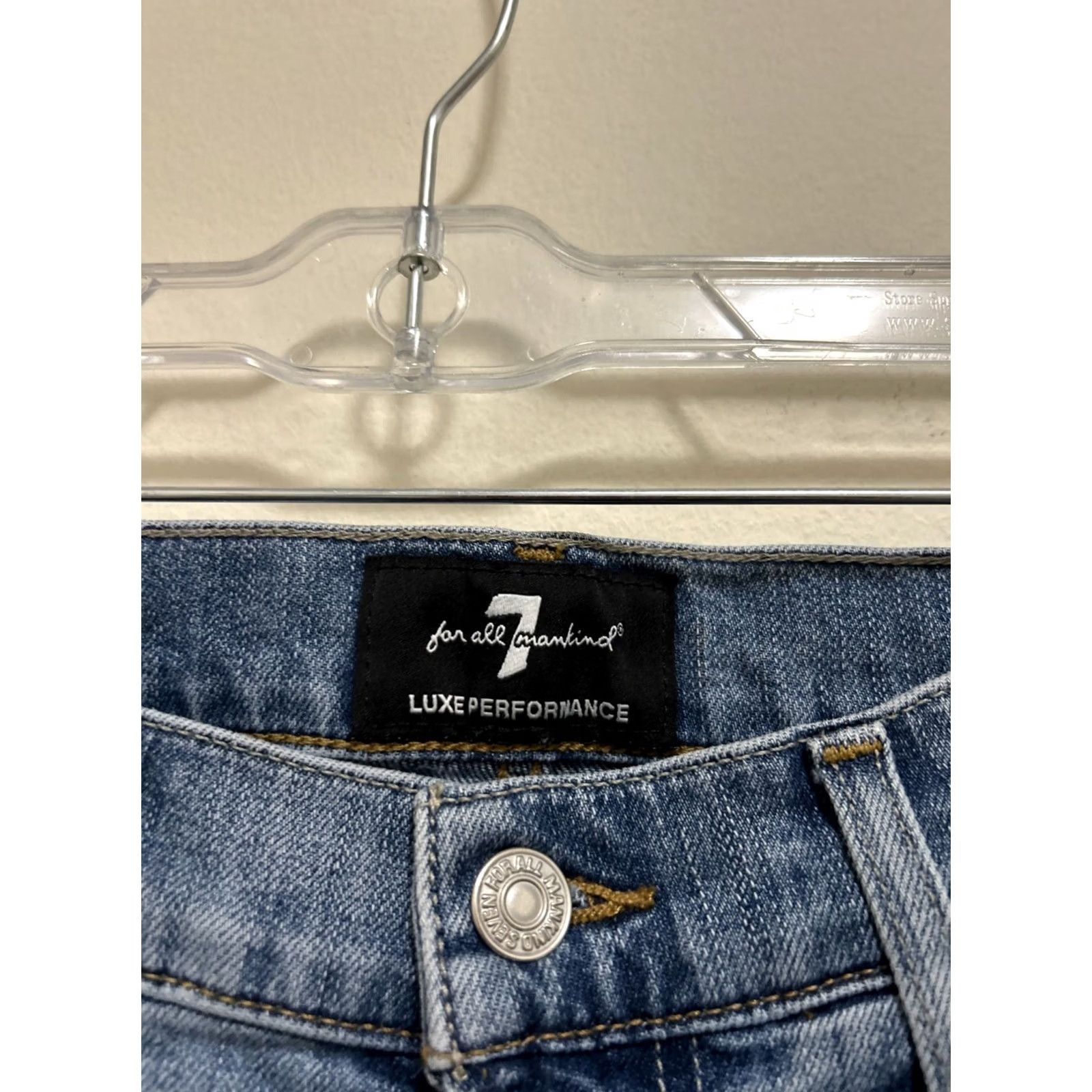 7 For All Mankind 7 For All Mankind Luxe Performance Slimmy Jeans Mens 31x29 Blue Denim Slim Straight Pockets Bit Stretch Regular Fit YKK Rise Mid 10-12in (Blue) mens Size US 31 - 4 Thumbnail