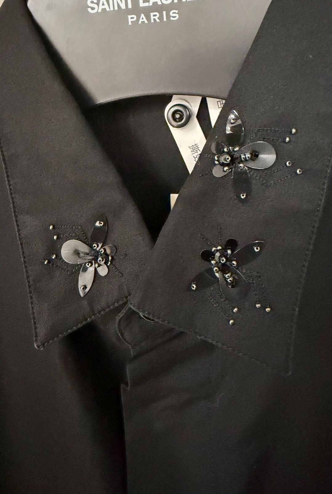 Dior Dior Homme Dragonfly Beaded Embroidery Black Shirt Sz.38 Size US L / EU 52-54 / 3 - 3 Thumbnail