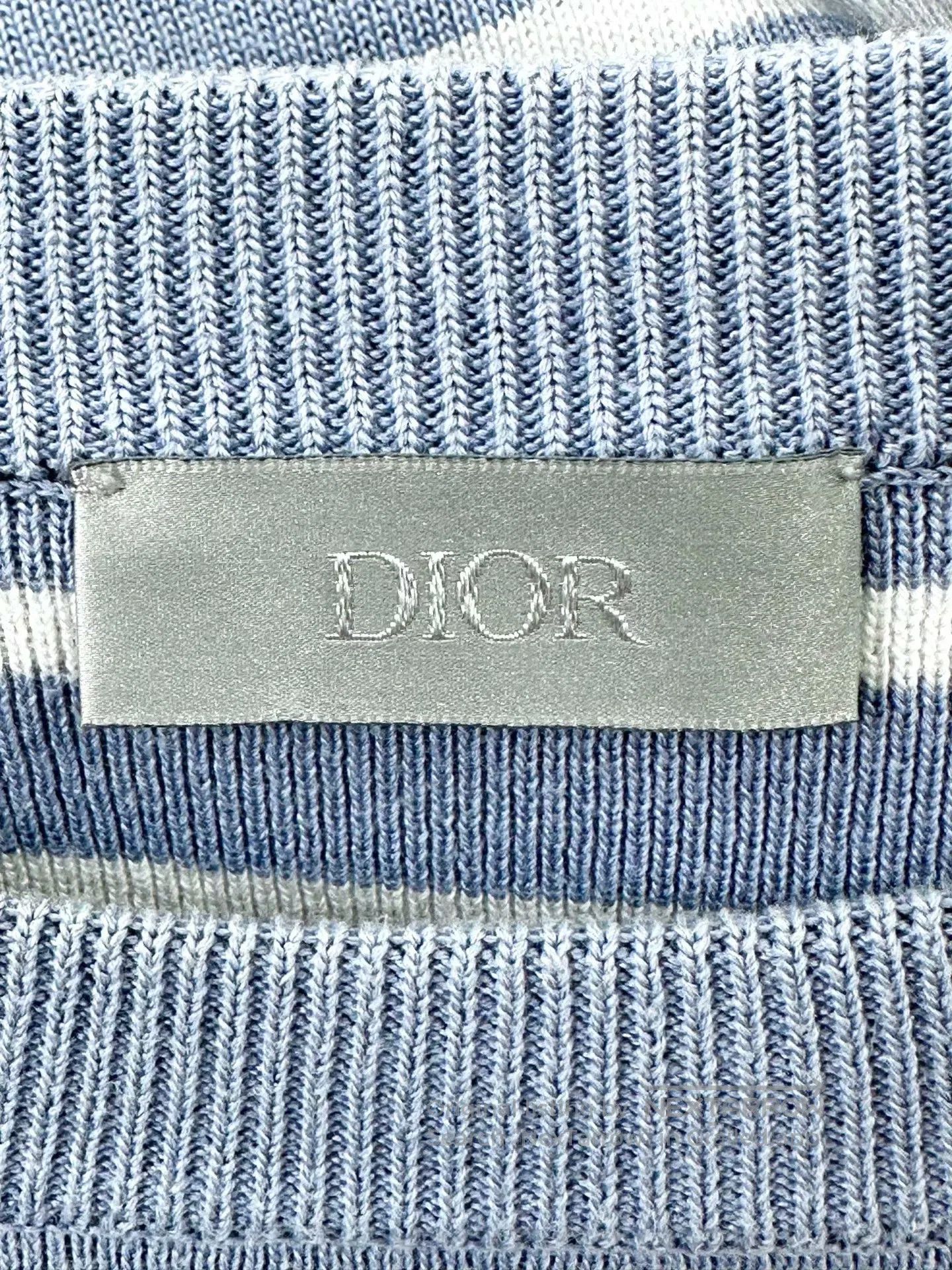 Dior Dior Blue stripe letter logo knitted short sleeve| Size US L / EU 52-54 / 3 - 3 Thumbnail