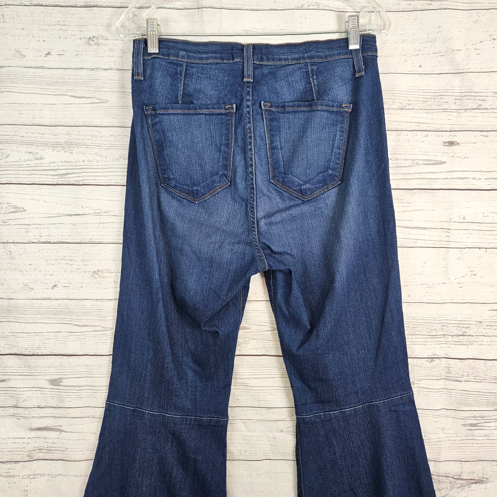 Vintage Judy Blue Womens Memphis Hi Waist Flare Jeans Sz 13 Blue Raw Hem Size 34" / US 12 / IT 48 - 4 Thumbnail