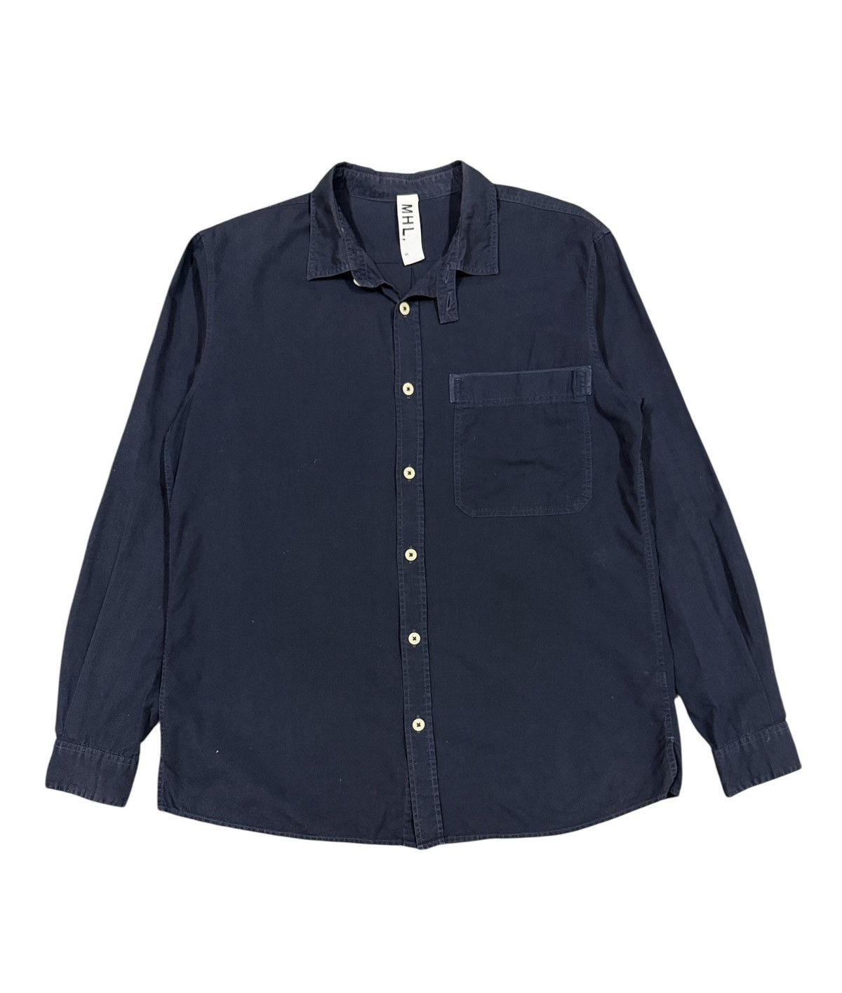 Margaret Howell MHL Margaret Howell Navy Blue Cotton Button Ups Shirt Size US S / EU 44-46 / 1 - 1 Thumbnail