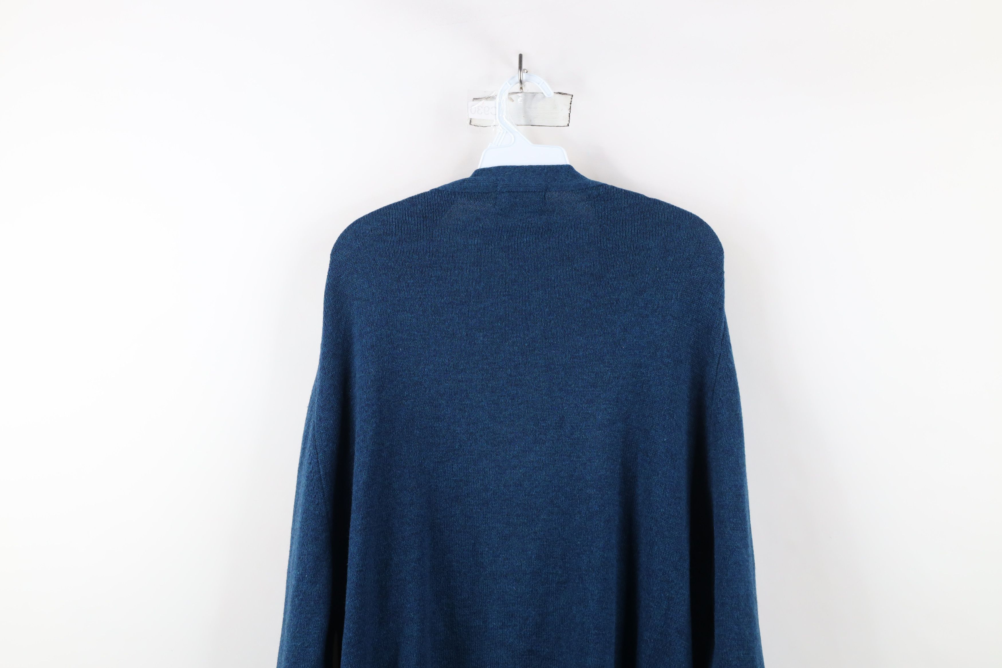 L.L. Bean × Vintage Vintage 90s LL Bean Lambswool Knit Cardigan Sweater Blue Size US L / EU 52-54 / 3 - 12 Thumbnail