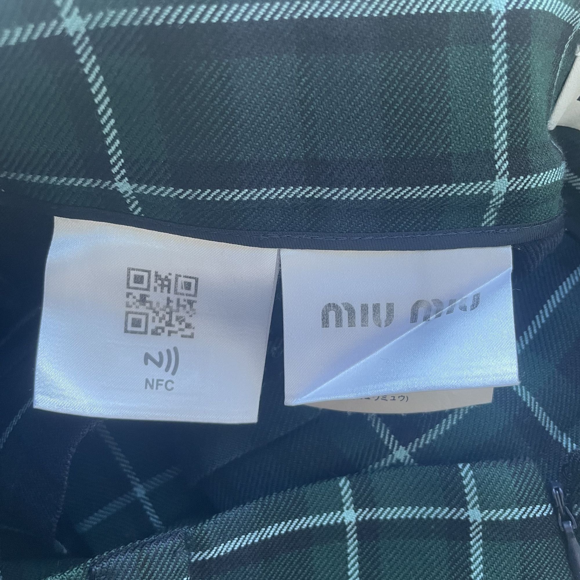 Miu Miu Miu Miu Green & Navy Plaid Pleated Wool Skirt Made In Italy Size 38" / US 16 / IT 52 - 12 Thumbnail