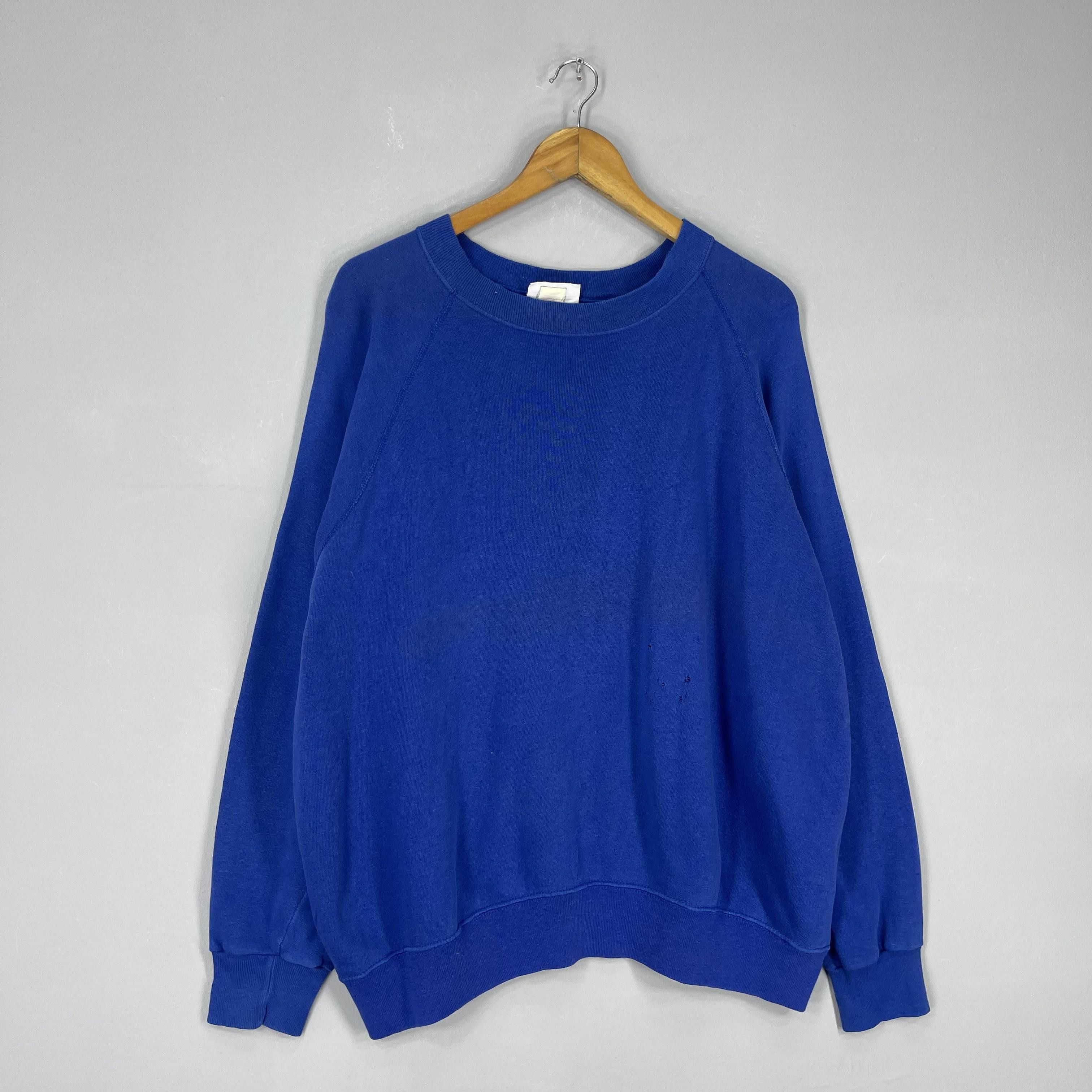 Vintage Vintage 1990s Plain Blue Sweatshirt Made In Usa Size US XXL / EU 58 / 5 - 4 Thumbnail