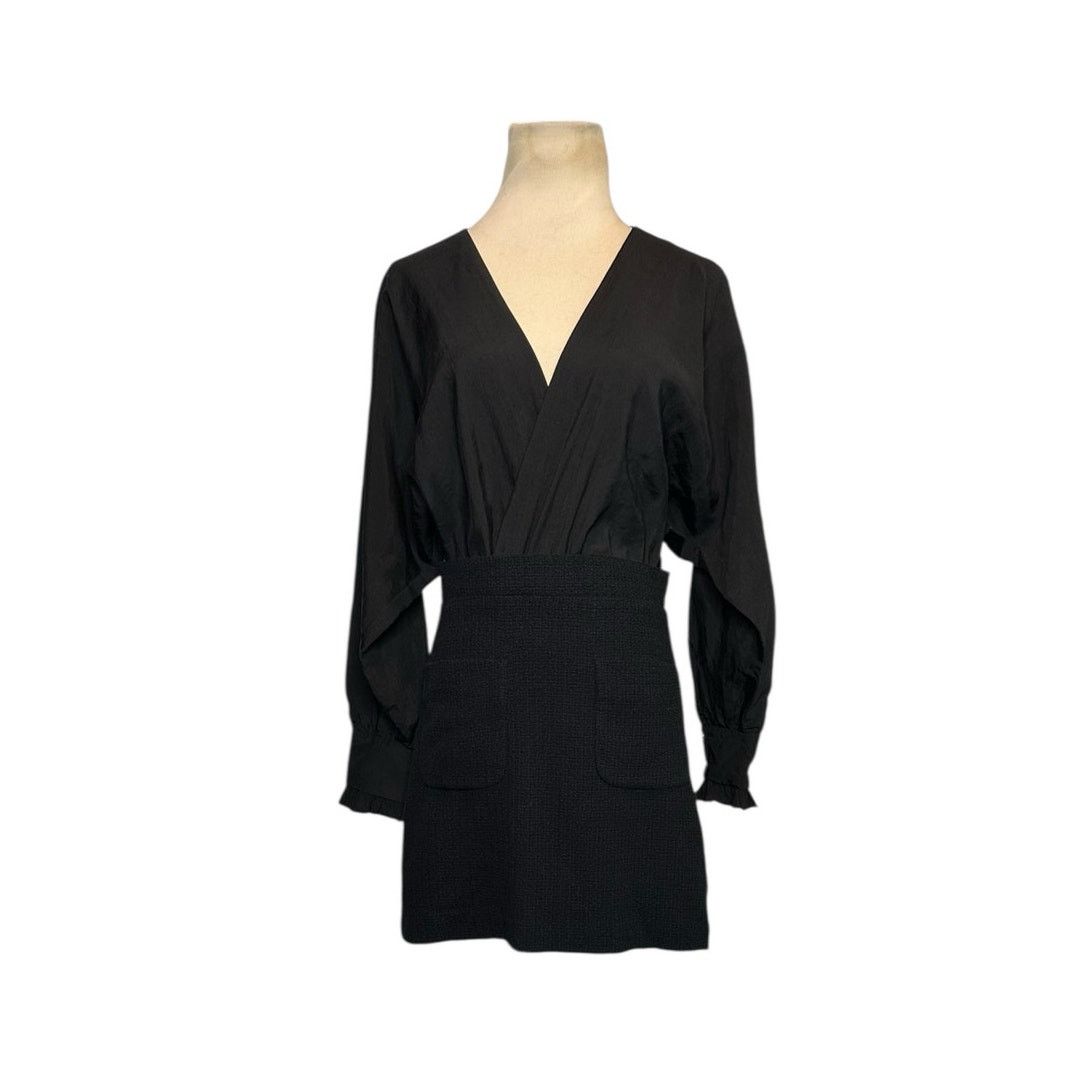 Zara Zara Black Contrasting Tweed Long Sleeve Mini Dress Size S Size S / US 4 / IT 40 - 15 Thumbnail
