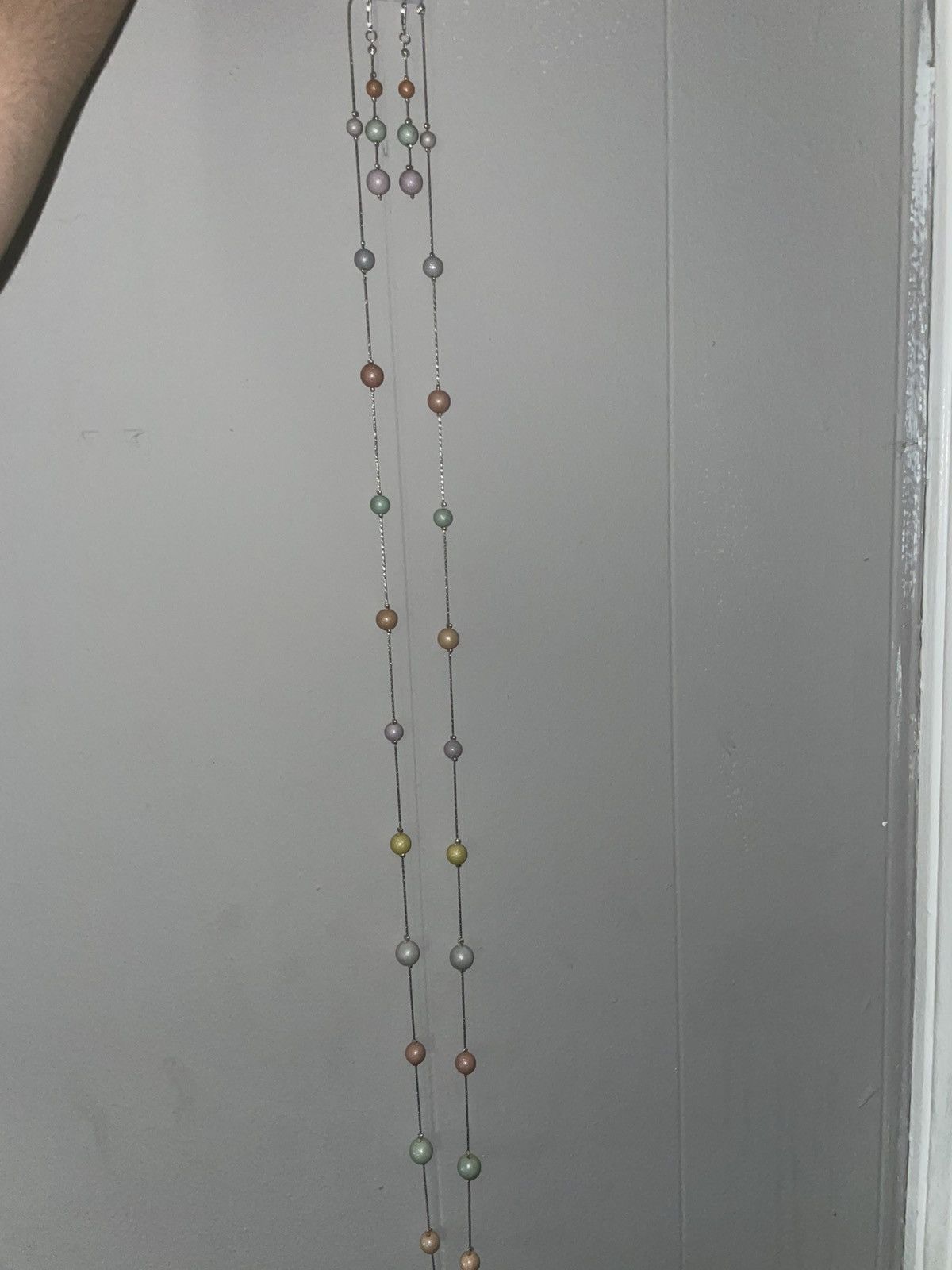 Other Pastel Beaded Necklace with Silver Chain for Women Or Men Size ONE SIZE - 3 Thumbnail