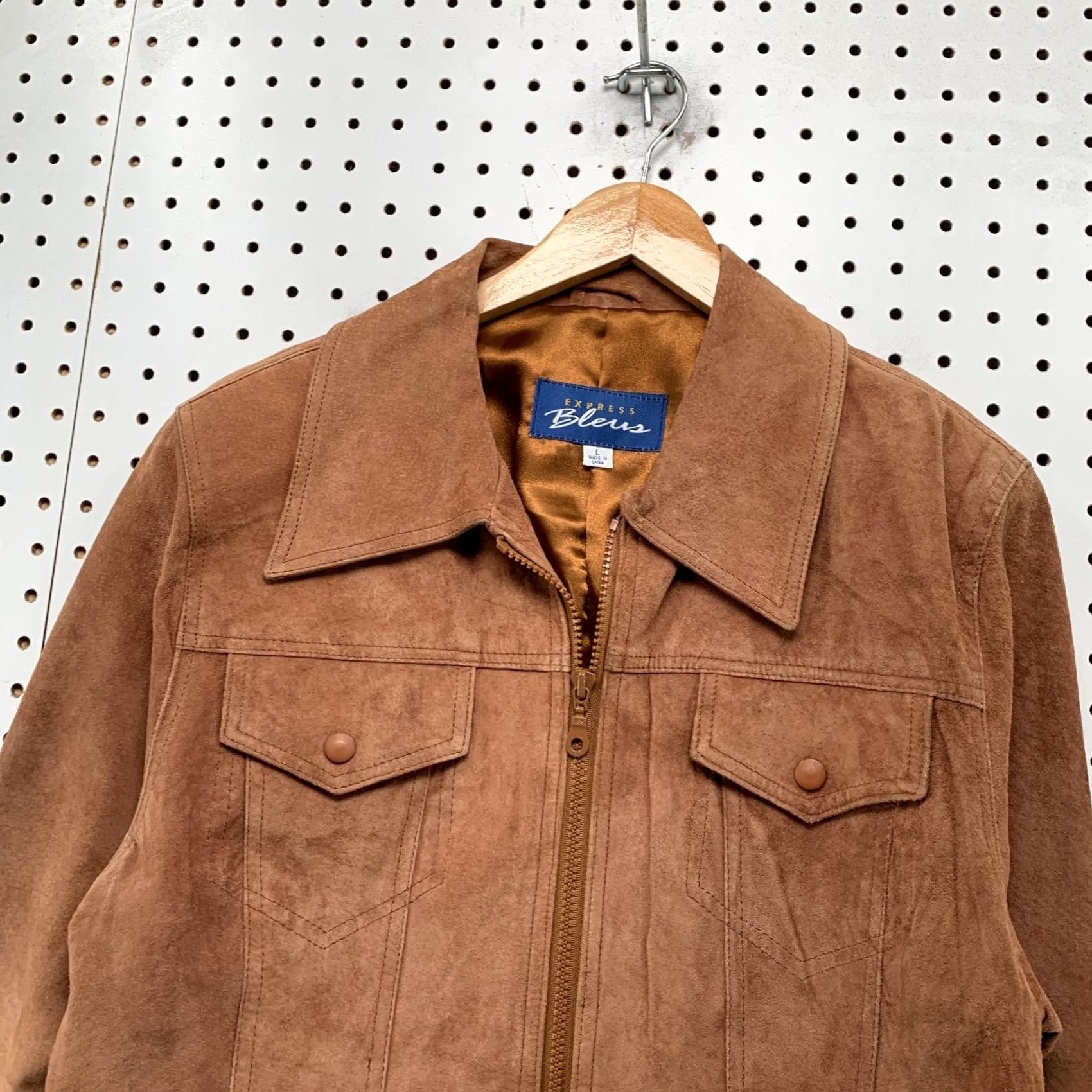 Express VINTAGE Express Blues Suede Jacket Womens Large Brown Western Cowboy Jacket Size L / US 10 / IT 46 - 6 Thumbnail
