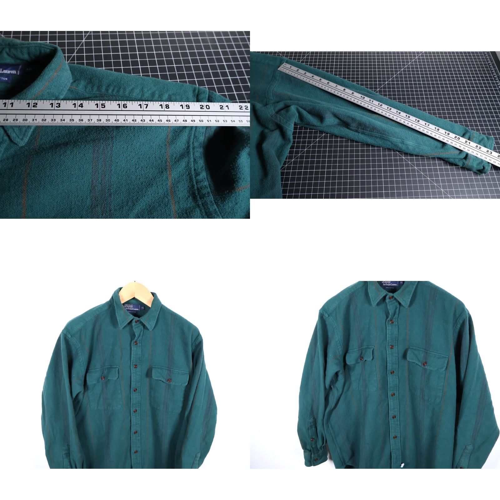 Polo Ralph Lauren Polo Ralph Lauren Flannel Shirt Striped Green Blue XL Men’s Button-Up Long Sleeve Casual Workwear VTG 90s Grunge Retro Hipster Green Shirt Mens XL Size US XL / EU 56 / 4 - 8 Thumbnail