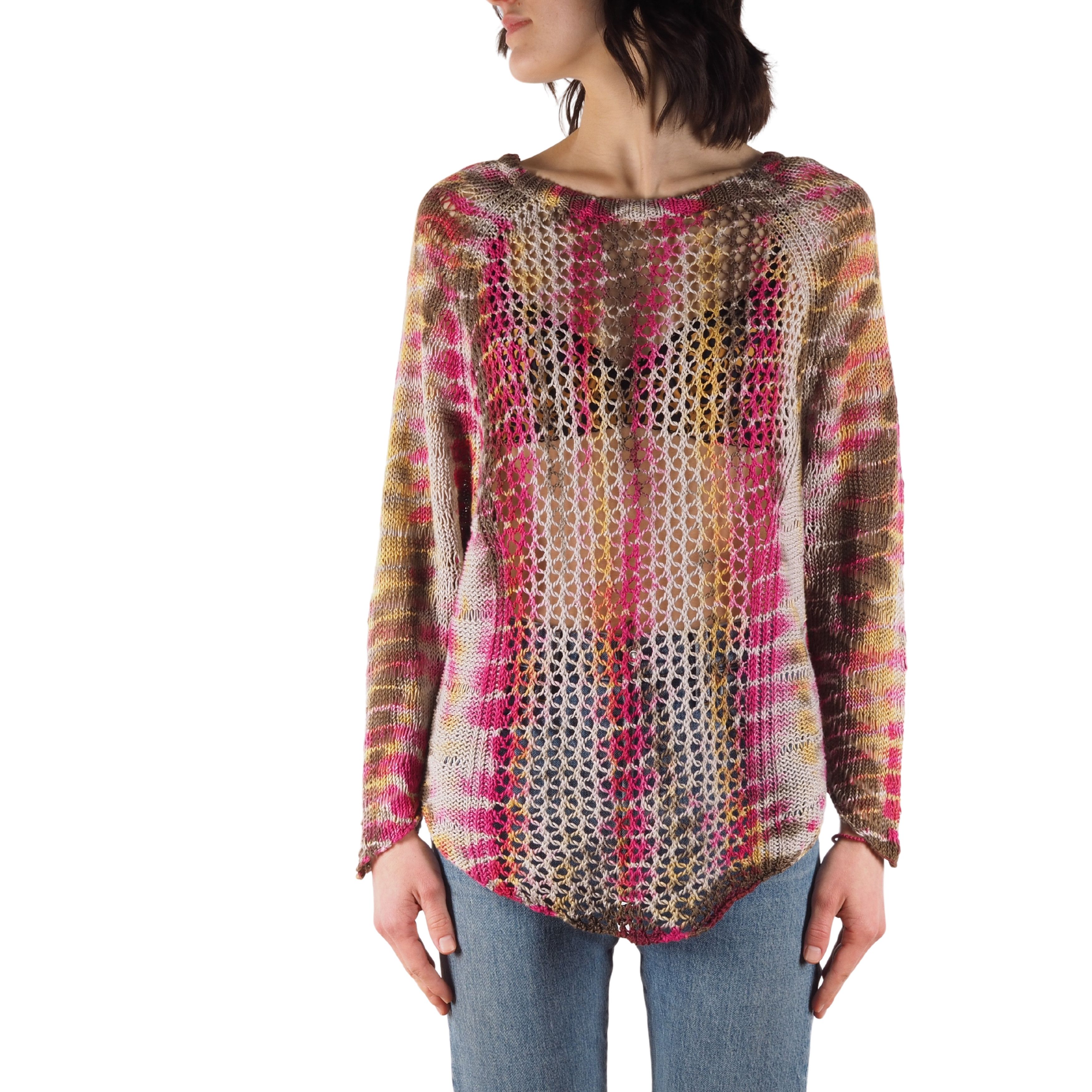 Zadig & Voltaire Women's Linen Multicolor Open Knit Sweater