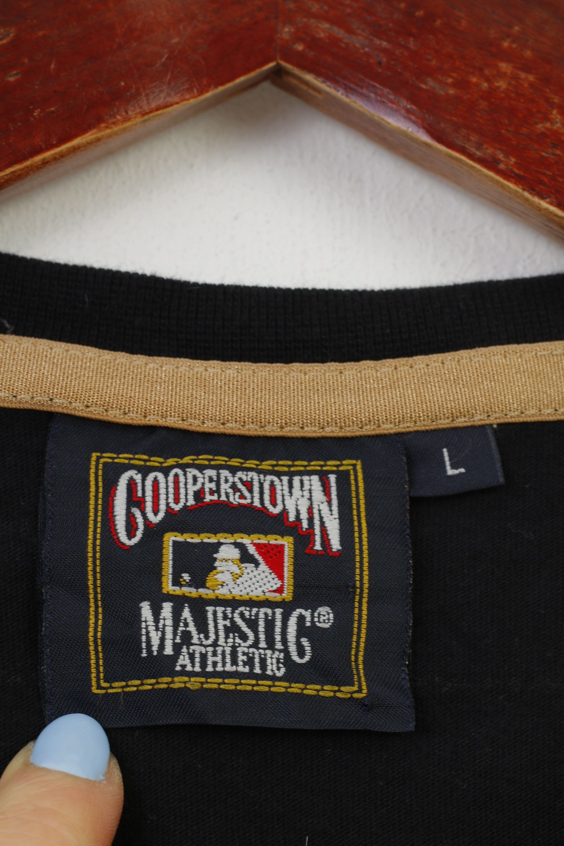 Cooperstown Collection Cooperstown Men L T-Shirt Black Cotton Gold Striped 10337 Size US L / EU 52-54 / 3 - 5 Thumbnail