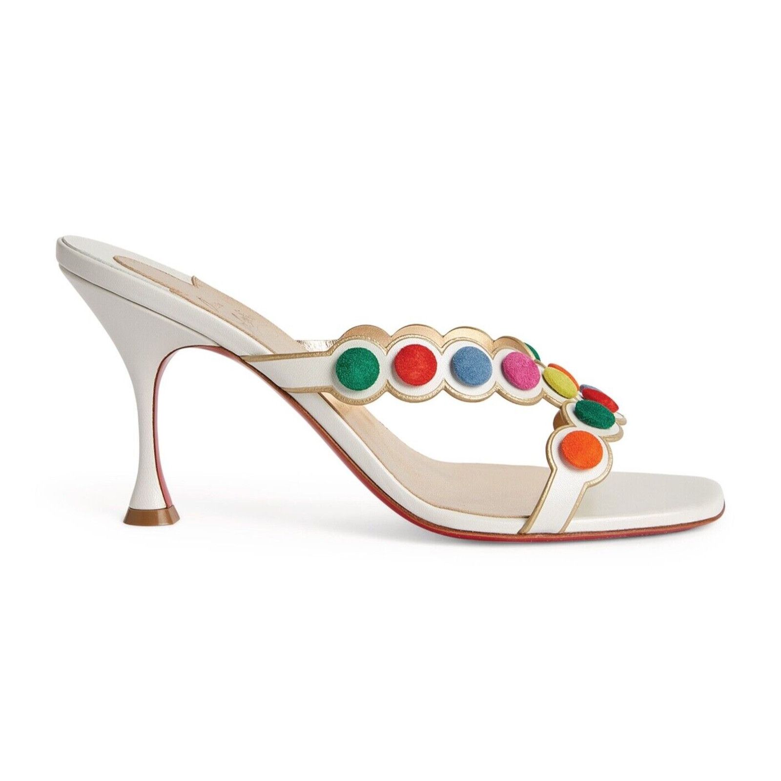 Christian Louboutin Smarta 85 White Multi Backless Mule Sandal Heel Pump 38.5 Size US 8.5 / IT 38.5 - 1 Thumbnail